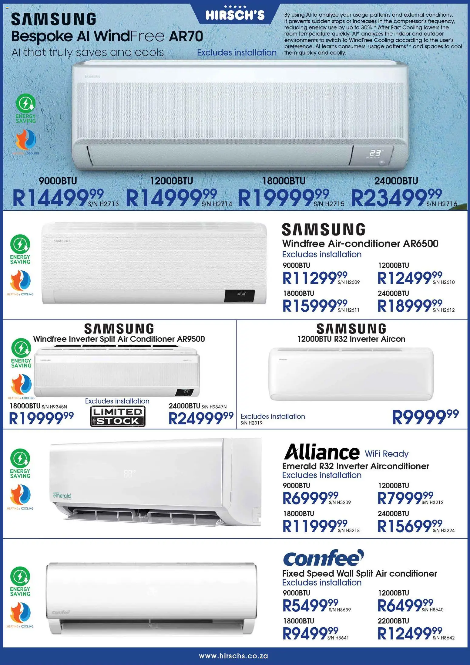 New Hirsch's catalogue – valid from 01.12.2025 | Page: 20 | Products: Air conditioner, Switch, Conditioner, Stock