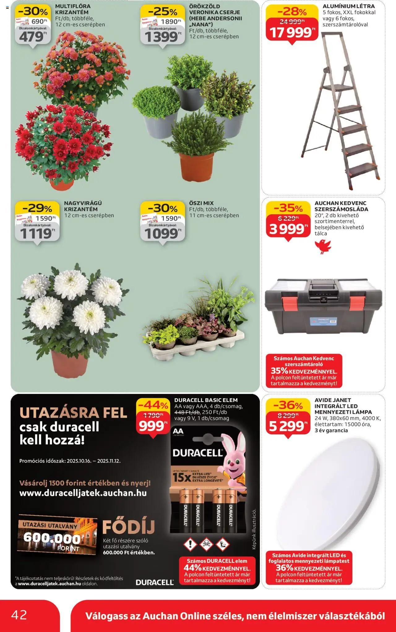 Auchan akciós ujság - amely érvényes a következő dátumtól: 24.10.2025 | Oldal: 42 | Termékek: Szőlő, Mennyezeti lámpa, Lámpa, Szerszámosláda