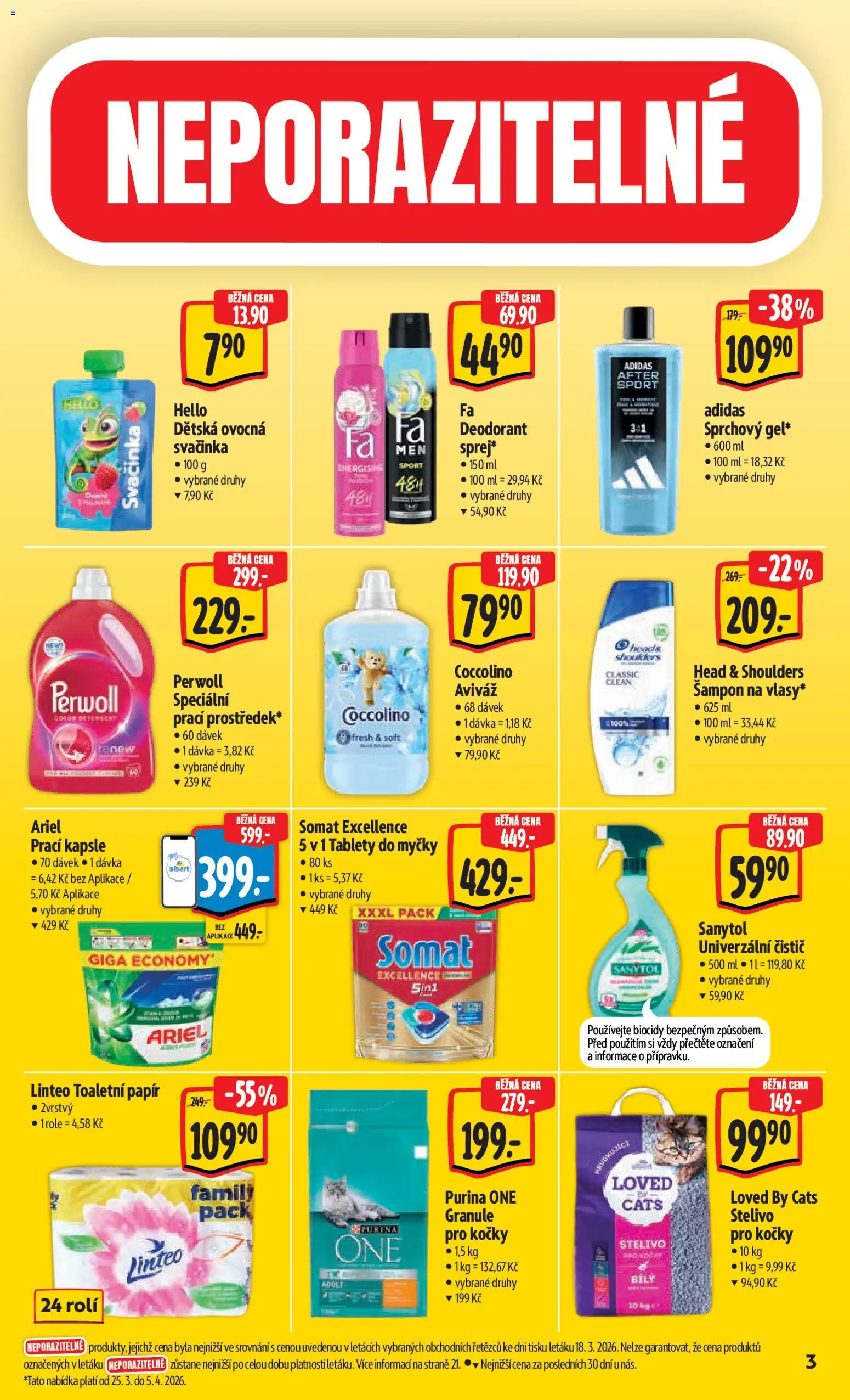 Albert leták - Hypermarket od 25.03.2026 | Strana: 7 | Produkty: Tablety do myčky, Ariel, Univerzální čistič, Šampon