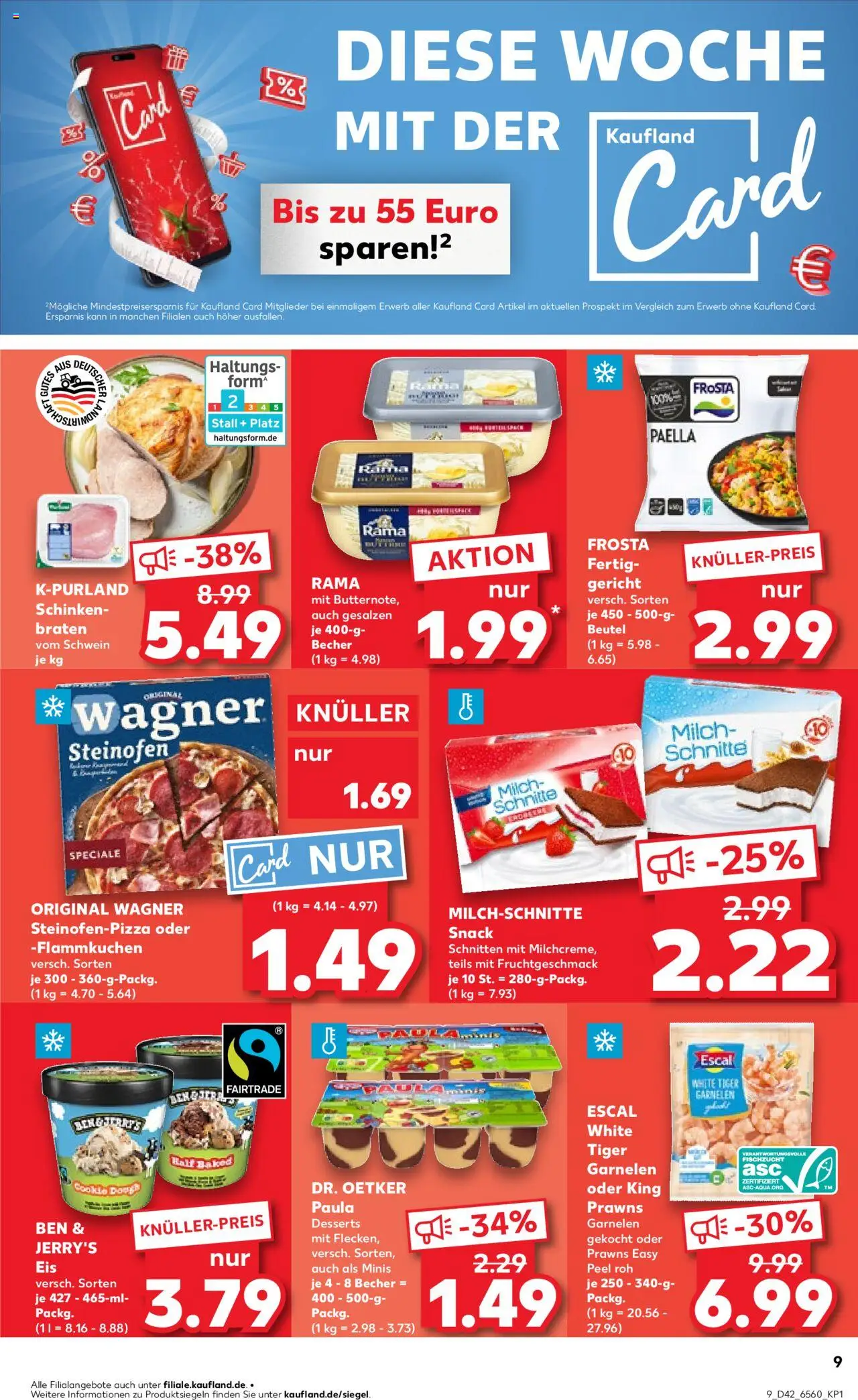 Kaufland prospekt Bremen	 – gültig ab 16.10.2025 | Seite: 9 | Produkte: Garnelen, Ben & Jerry's, Pizza, Eis