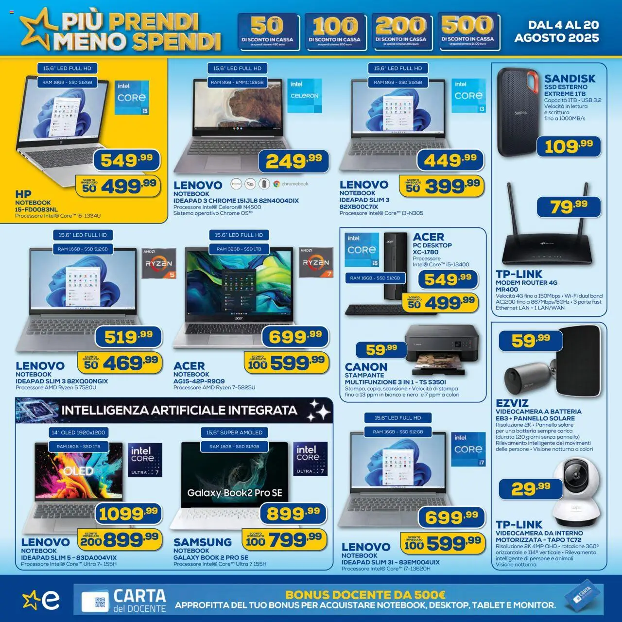 Volantino Euronics del 04.08.2025 | Pagina: 6 | Prodotti: Notebook, Tablet, Stampante, Stampa