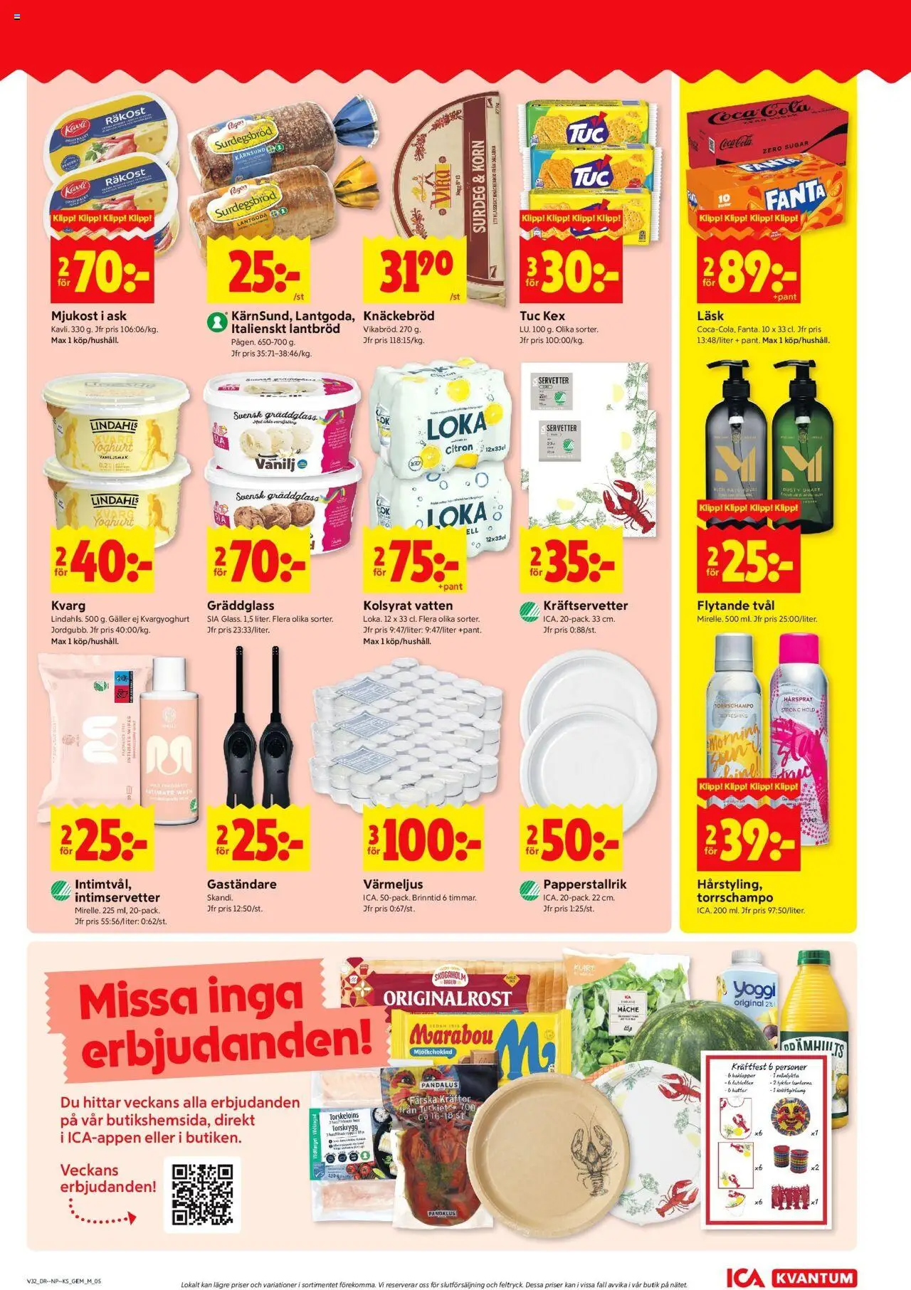 ICA Kvantum reklamblad aktuell från 04.08.2025 | Sida: 7 | Produkter: Kräftor, Värmeljus, Citron, Kvarg