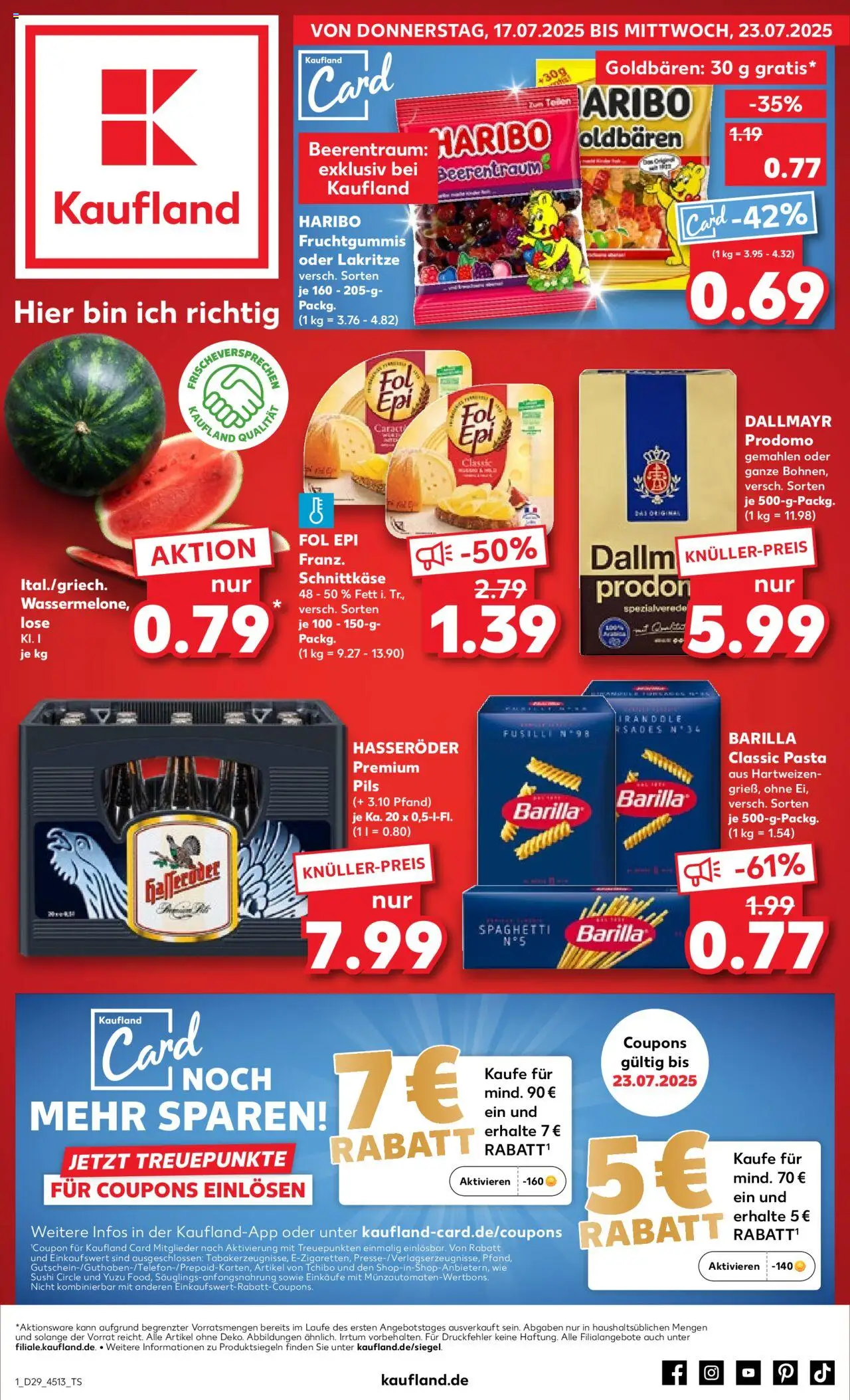 Kaufland prospekt Stuttgart	 - gültig ab dem 17.07.2025 | Seite: 1 | Produkte: Haribo, Dallmayr, Wassermelone, Hasseröder