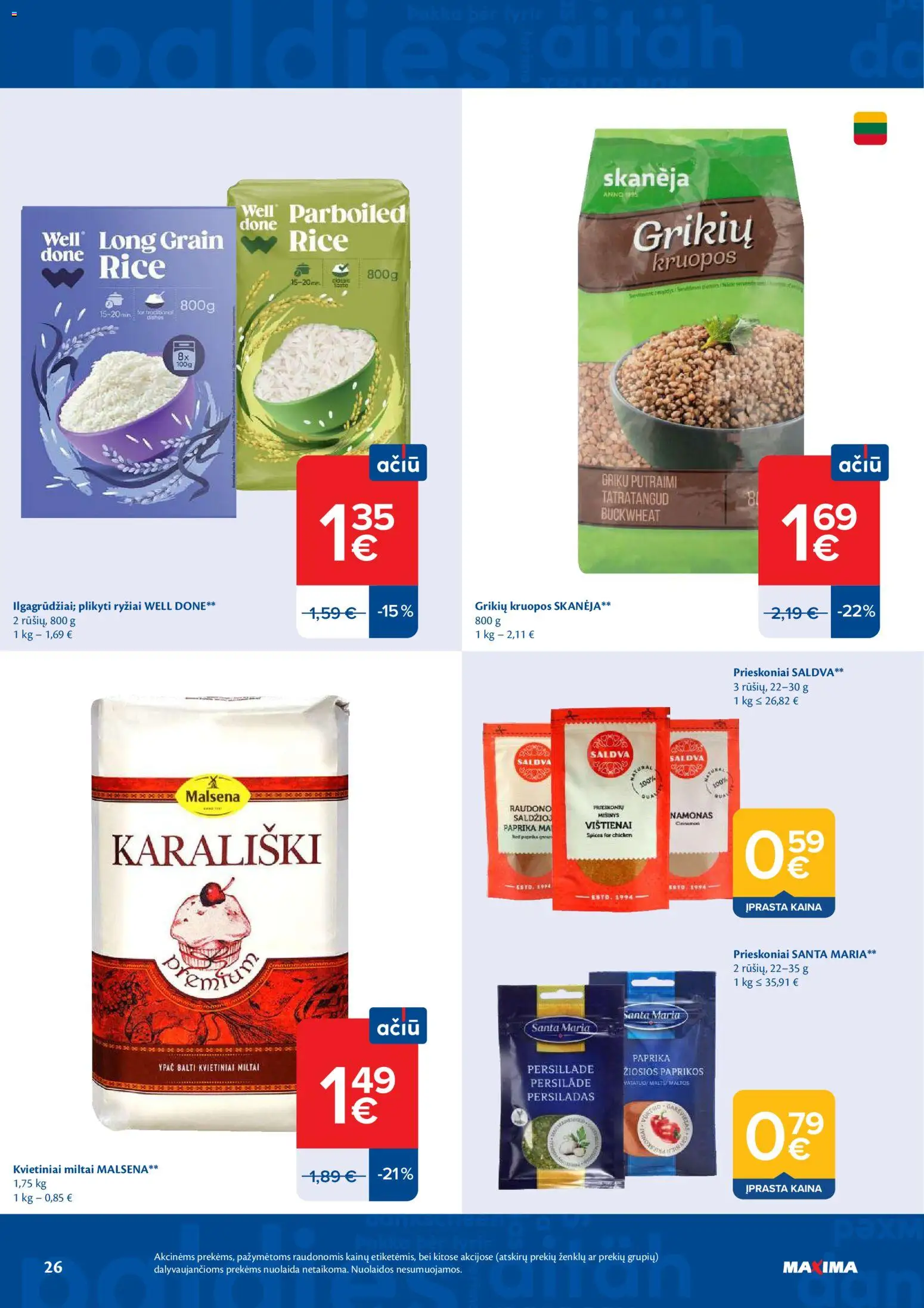 MAXIMA akcijos nuo 21.04.2026 | Puslapis: 26 | Prekių: Paprika, Kruopos, Prieskoniai, Ryžiai