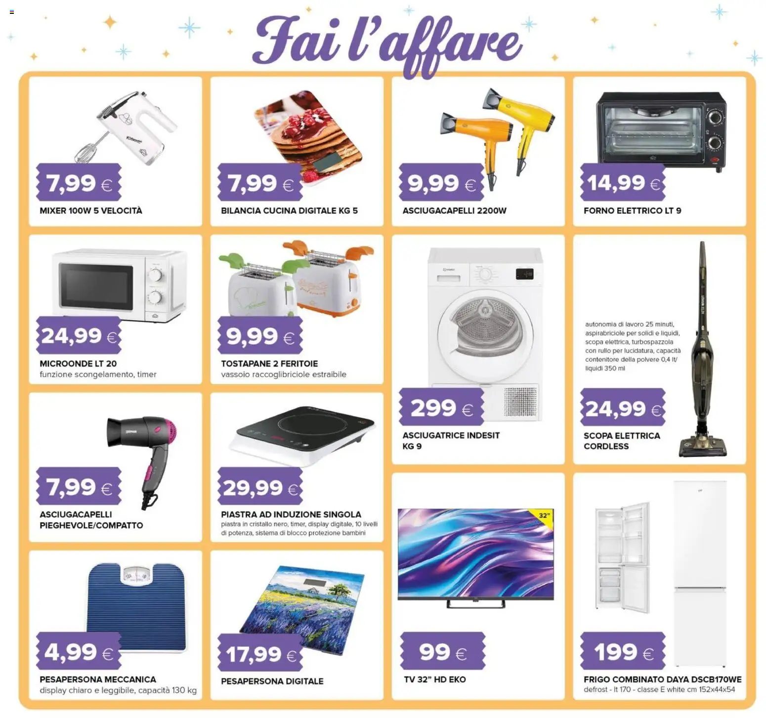 Volantino Oasi del 27.12.2025 | Pagina: 5 | Prodotti: Asciugatrice, Scopa, Bilancia, Vassoio