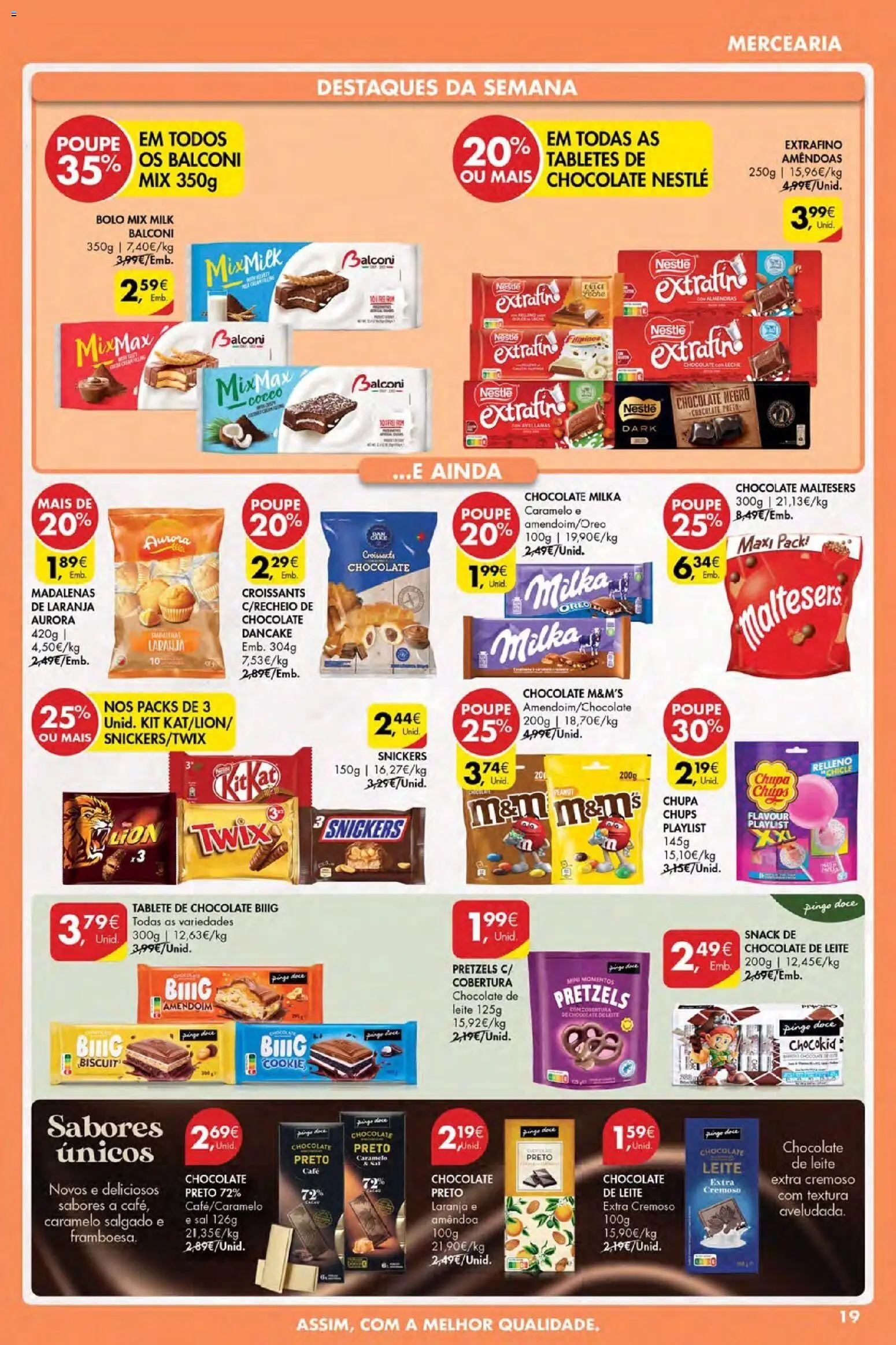Pingo Doce Poupe Esta Semana Açores │ válido de 09.04.2026 | Página: 19 | Produtos: Amêndoas, Bolo, Nestlé, Chocolate