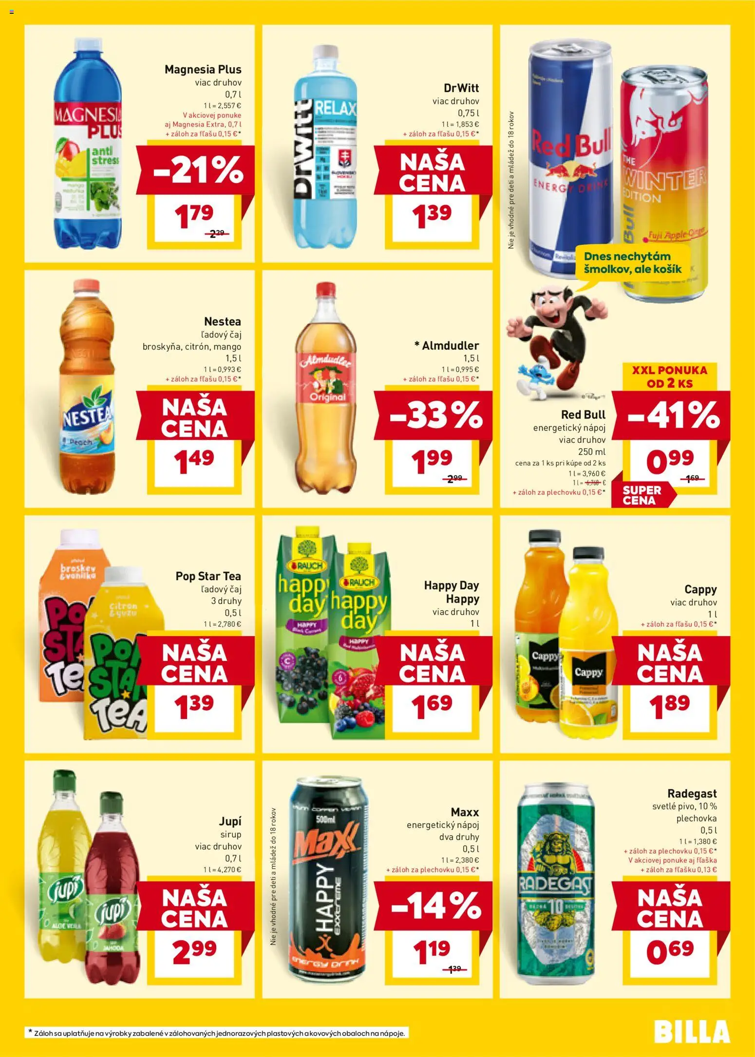 Nové Billa akcie – leták je platný od 10.12.2025 | Strana: 21 | Produkty: Radegast, Red Bull, Mango, Energetický nápoj