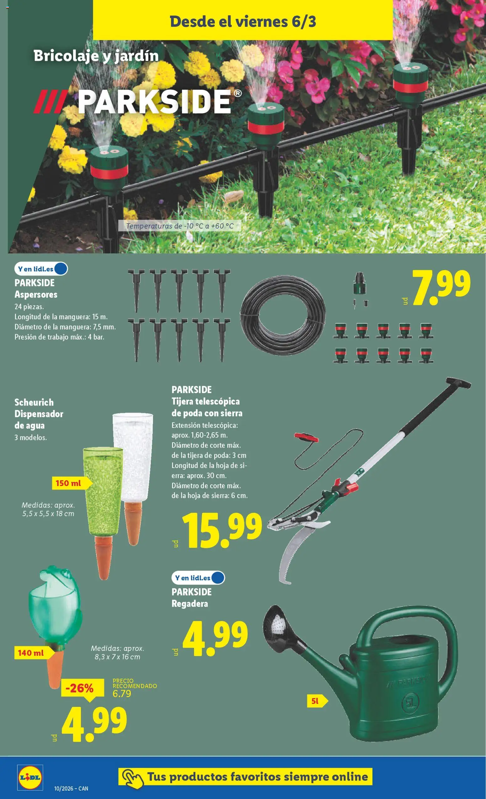 Lidl folleto de bazar │ válido desde el 02.03.2026 | Página: 24 | Productos: Tijera de poda, Manguera, Dispensador, Regadera