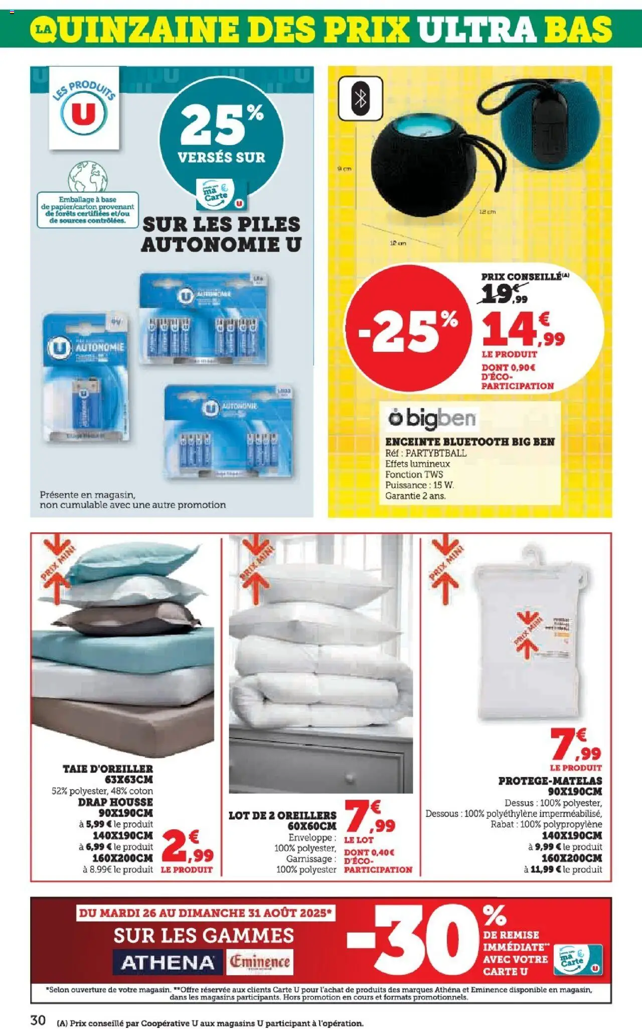  | Page: 30 | Produits: Enceinte, Taie d'oreiller, Enceinte bluetooth, Piles