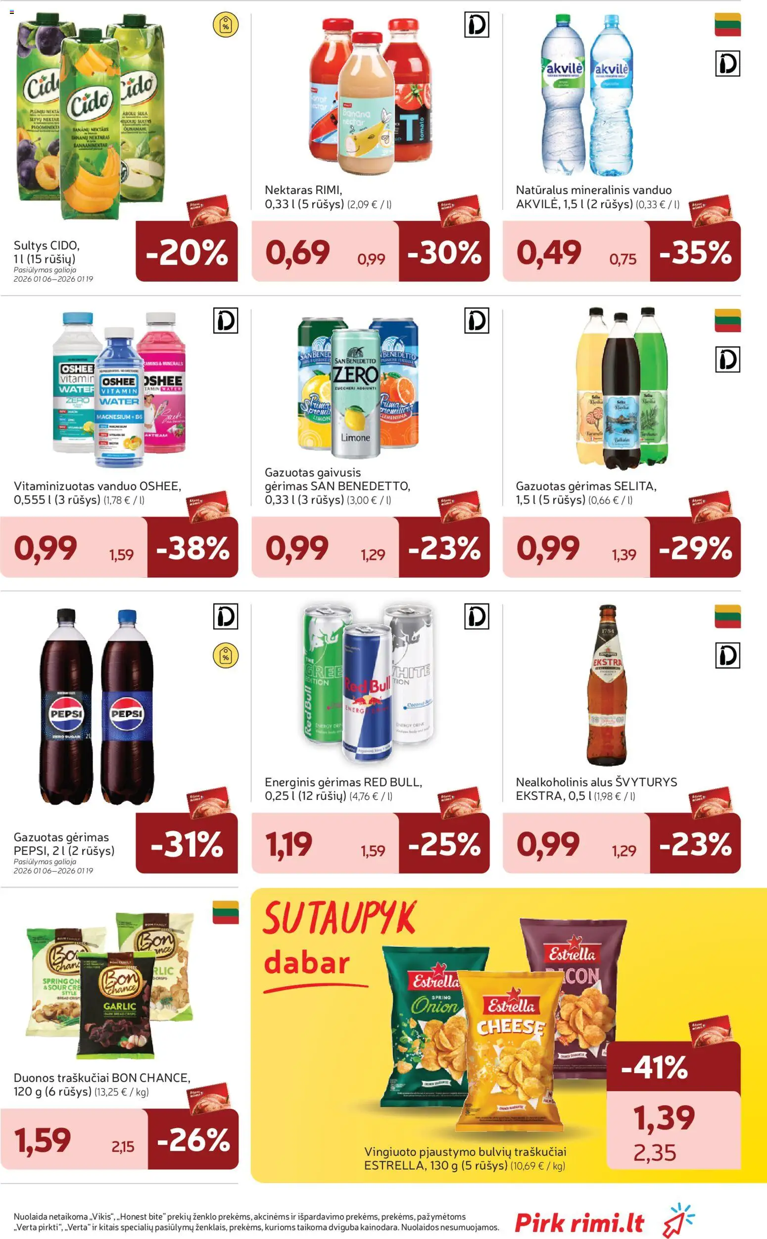 Rimi akcijos nuo 06.01.2026 | Puslapis: 25 | Prekių: Nealkoholinis alus, Energinis gėrimas, Alus, Mineralinis vanduo