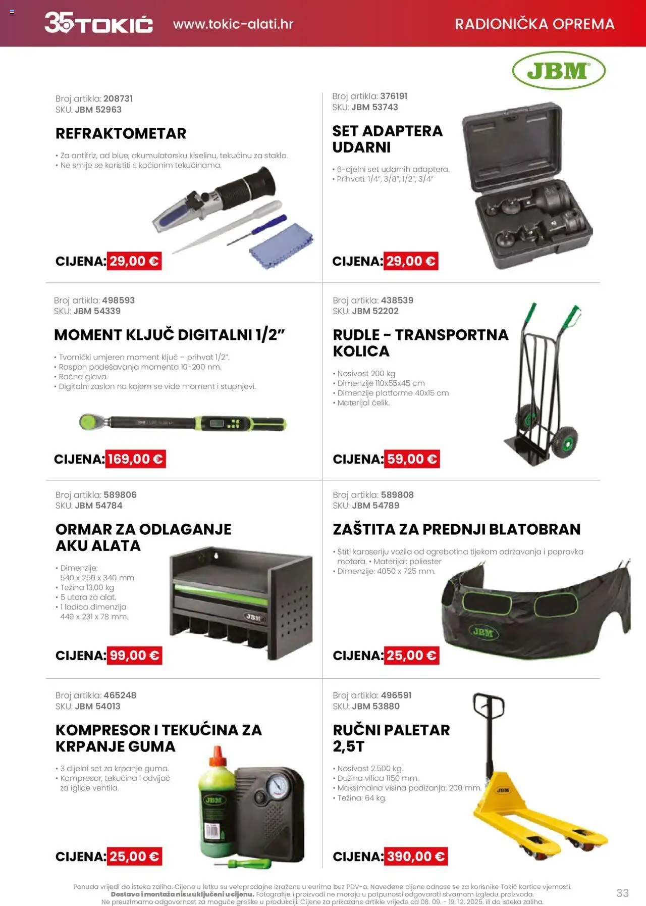 Tokić katalog | vrijedi od 08.09.2025 | Stranica: 33 | Proizvodi: Ormar, Kolica, Kompresor, Odvijač