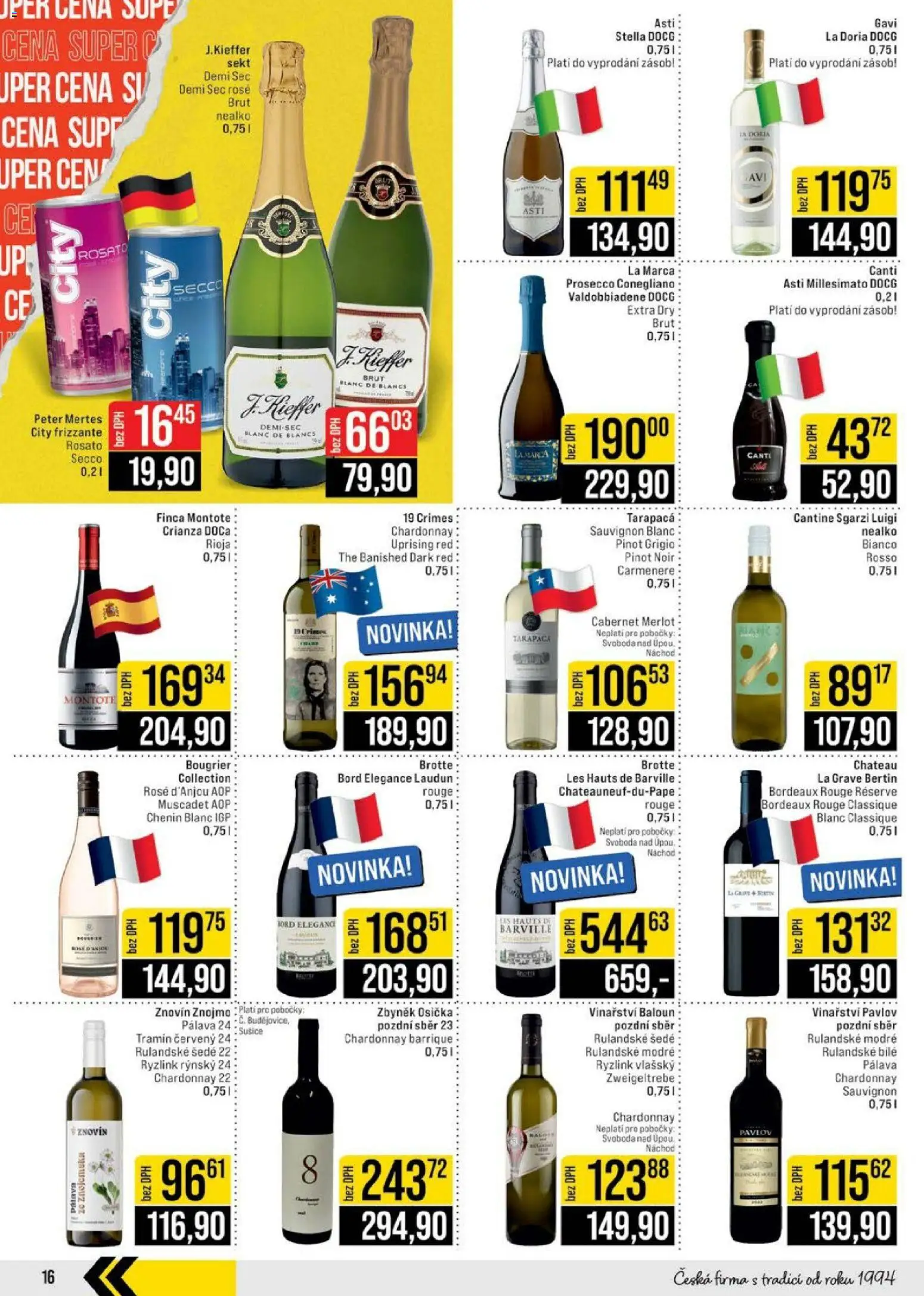 Jip leták - Cash & Carry od 18.02.2026 | Strana: 16 | Produkty: Frizzante, Pinot Noir, Tramín červený, Pinot Grigio