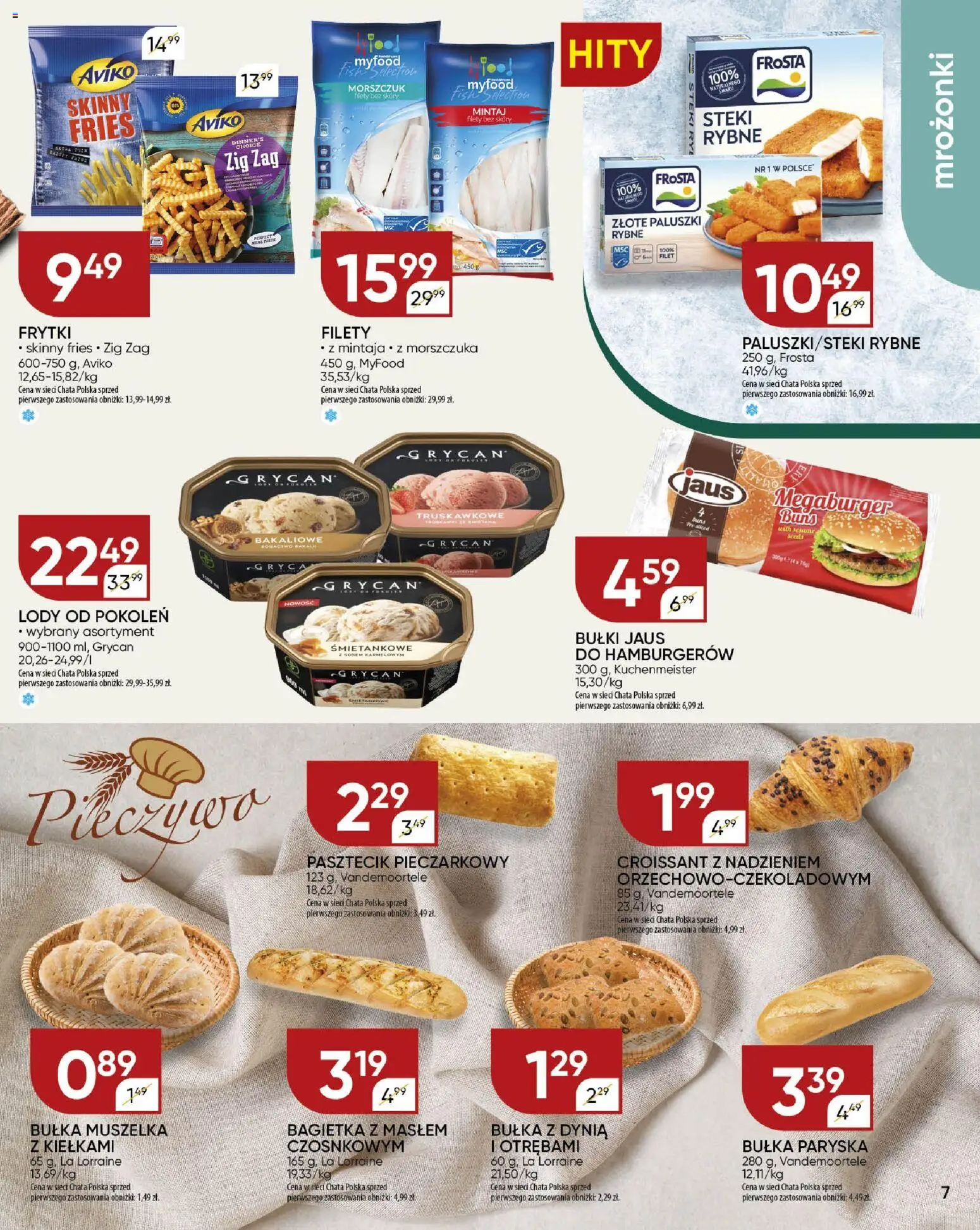 Chata Polska Gazetka od 23.10.2025 | Strona: 7 | Produkty: Pieczywo, Steki, Bagietka, Morszczuk