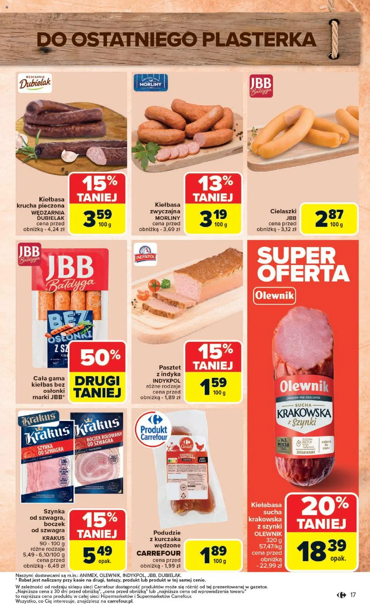 Carrefour Gazetka od 25.08.2025 | Strona: 19 | Produkty: Kiełbasa, Podudzie z kurczaka, Szynka, Boczek