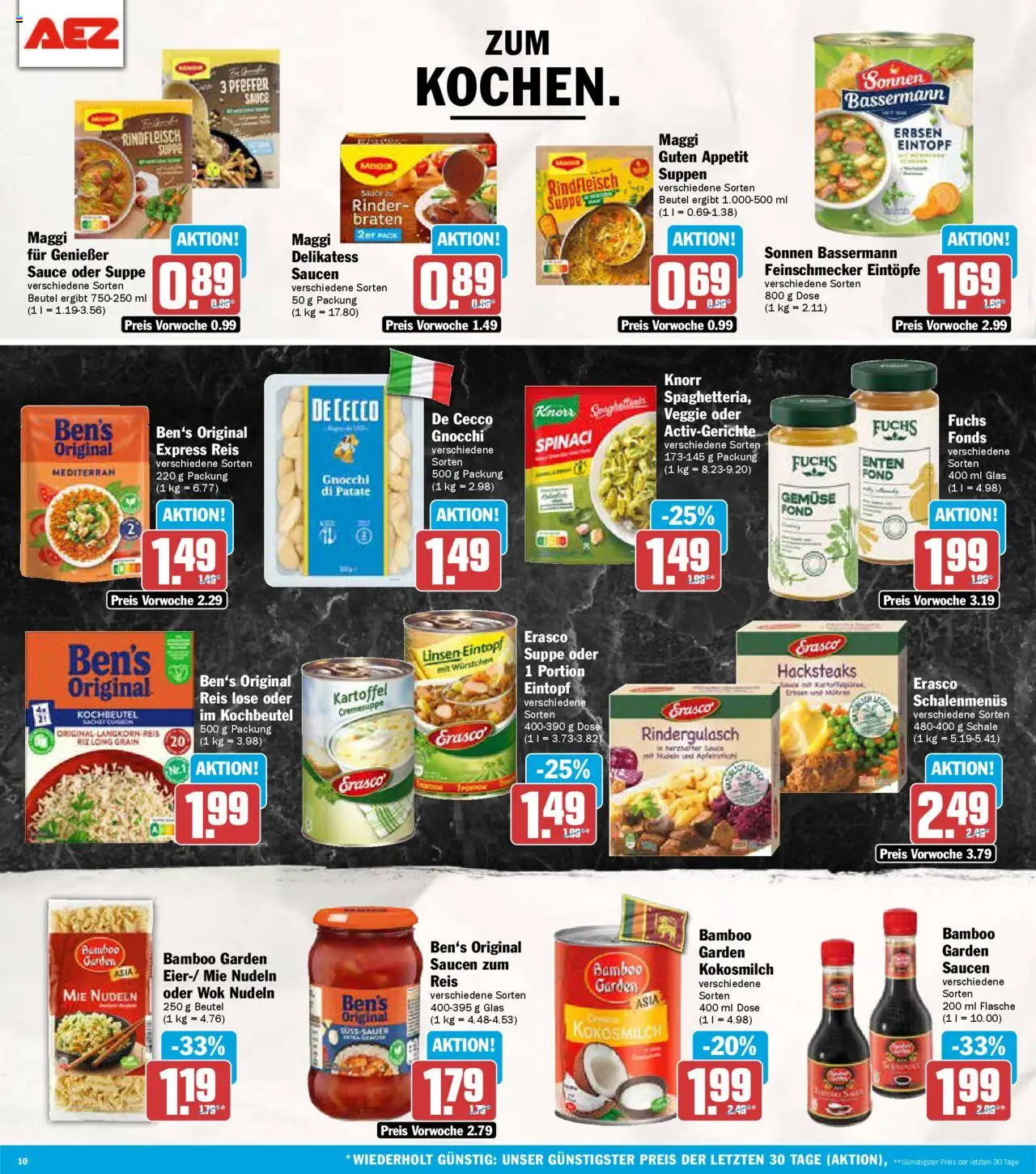 AEZ Prospekt 	 - gültig ab dem 11.08.2025 | Seite: 10 | Produkte: Rindergulasch, Gemüse, Erasco, Wok