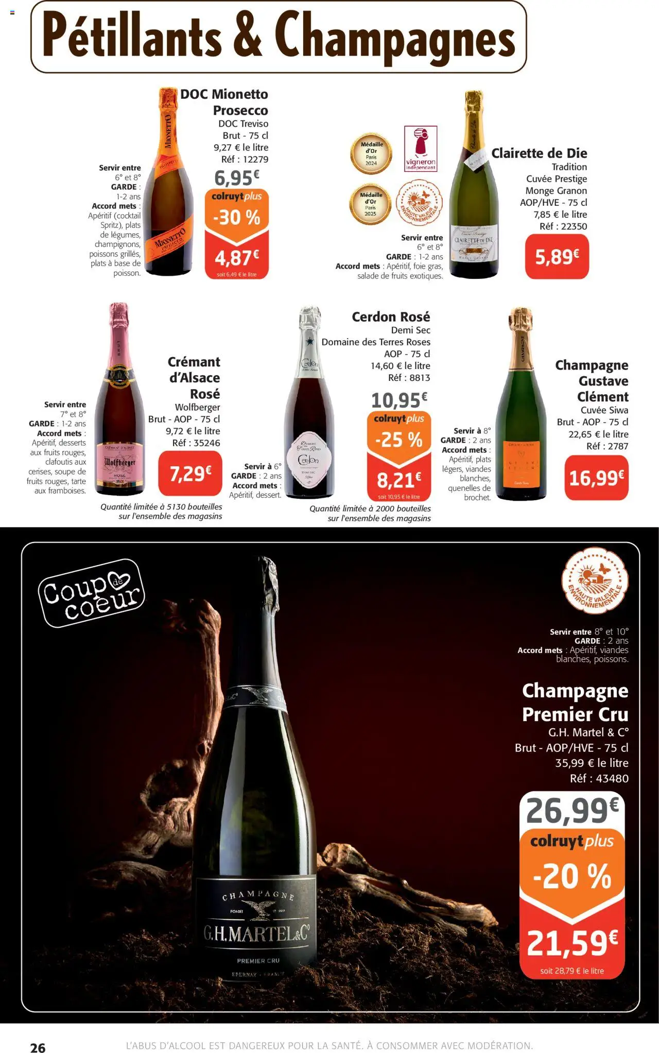  | Page: 26 | Produits: Salade, Champagne, Clairette de die, Prosecco