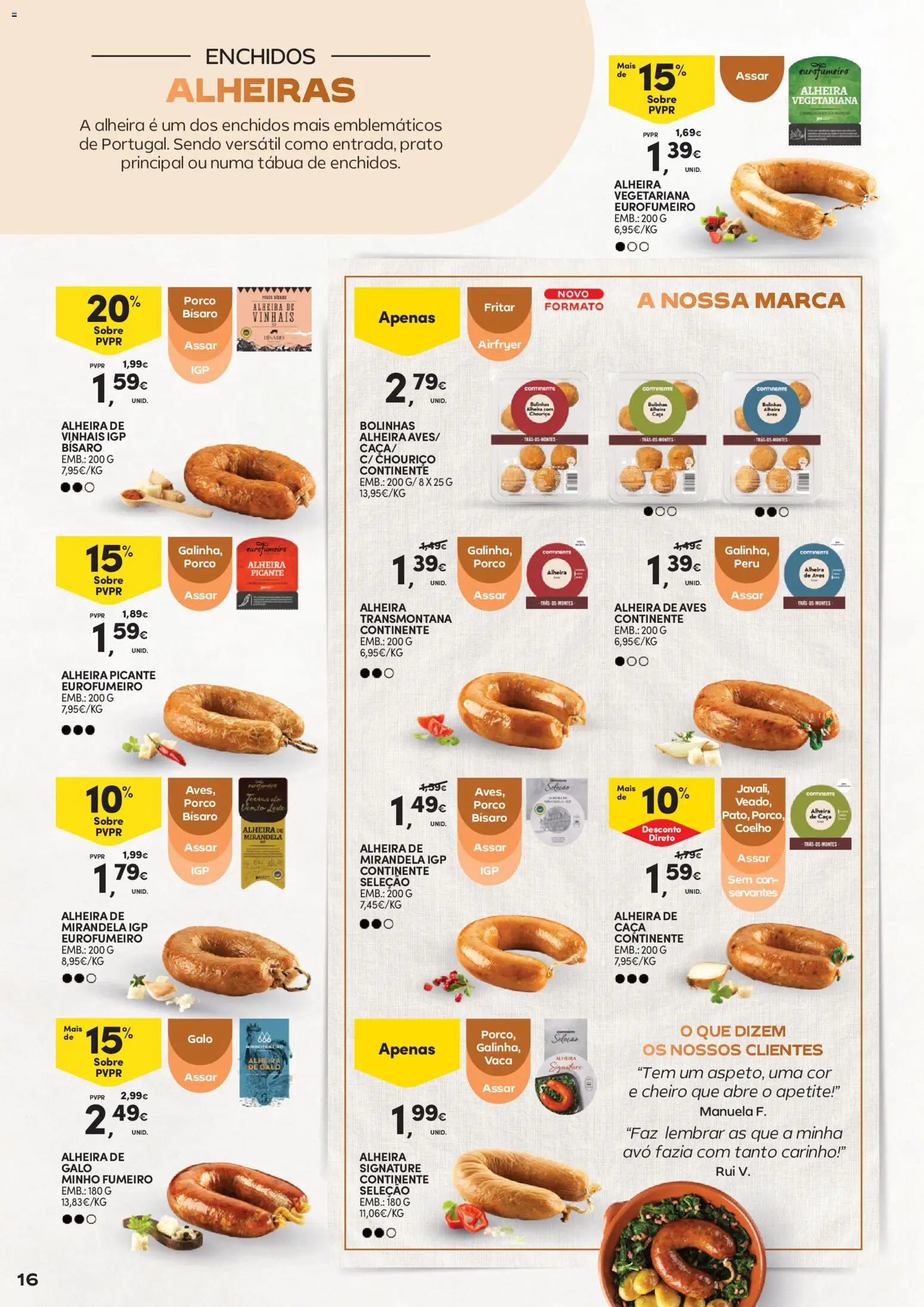 Continente - Queijos, Enchidos e Vinhos Aproveite para petiscar │ válido de 03.02.2026 | Página: 16 | Produtos: Tábua, Peru, Coelho, Alheira