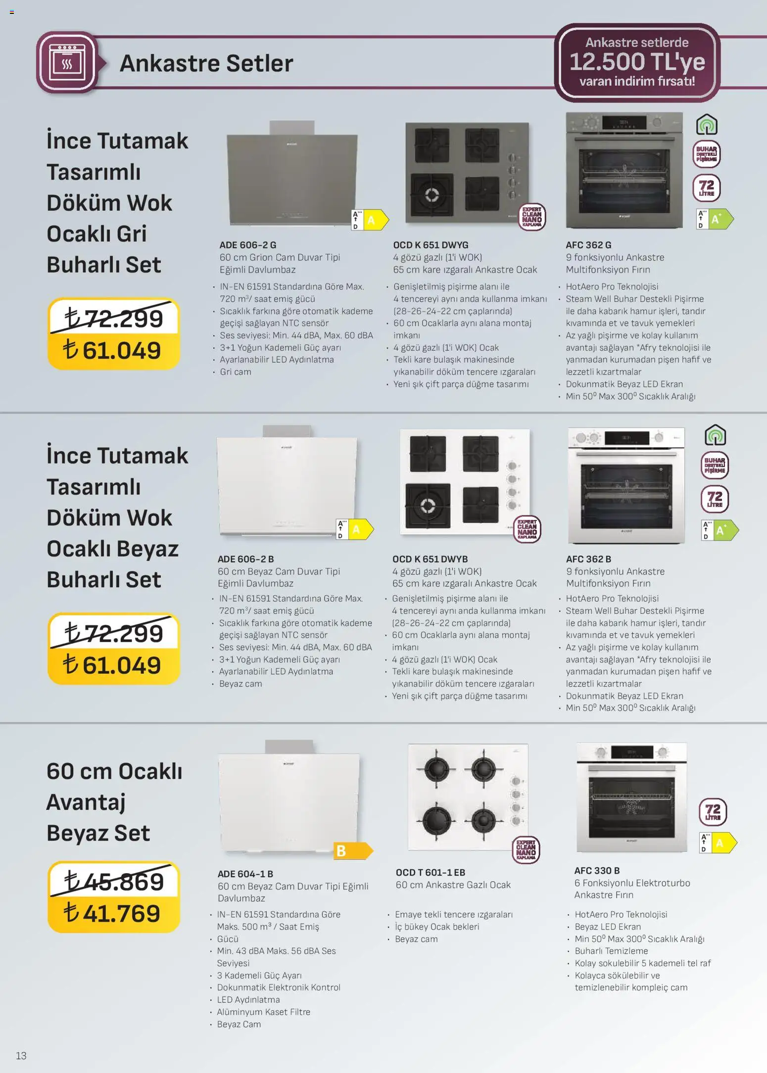 Arçelik Ankastre Kataloğu - 01.02.2026 tarihinden itibaren geçerlidir | Sayfa: 13