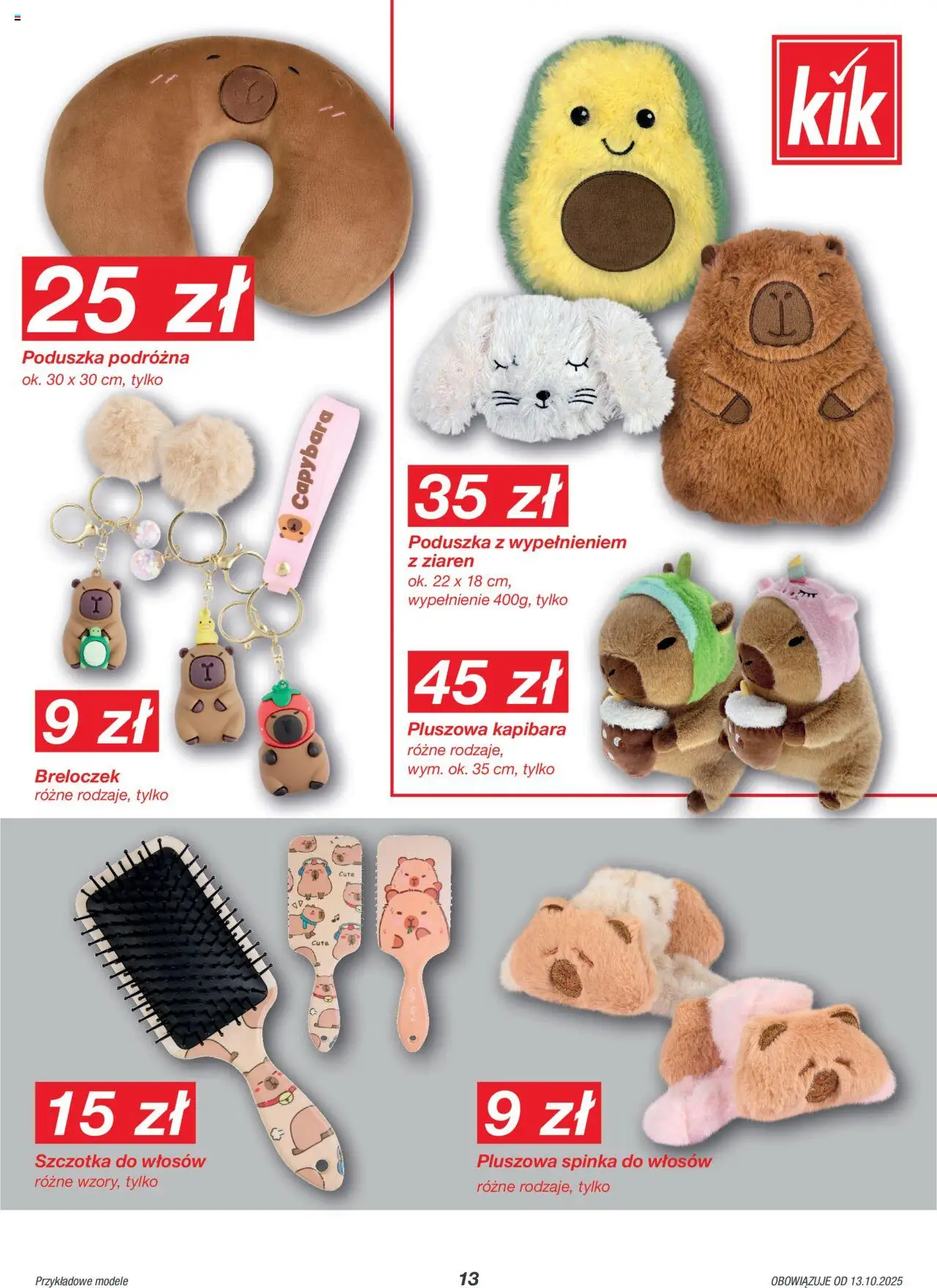 Kik Gazetka od 13.10.2025 | Strona: 13 | Produkty: Poduszka, Szczotka