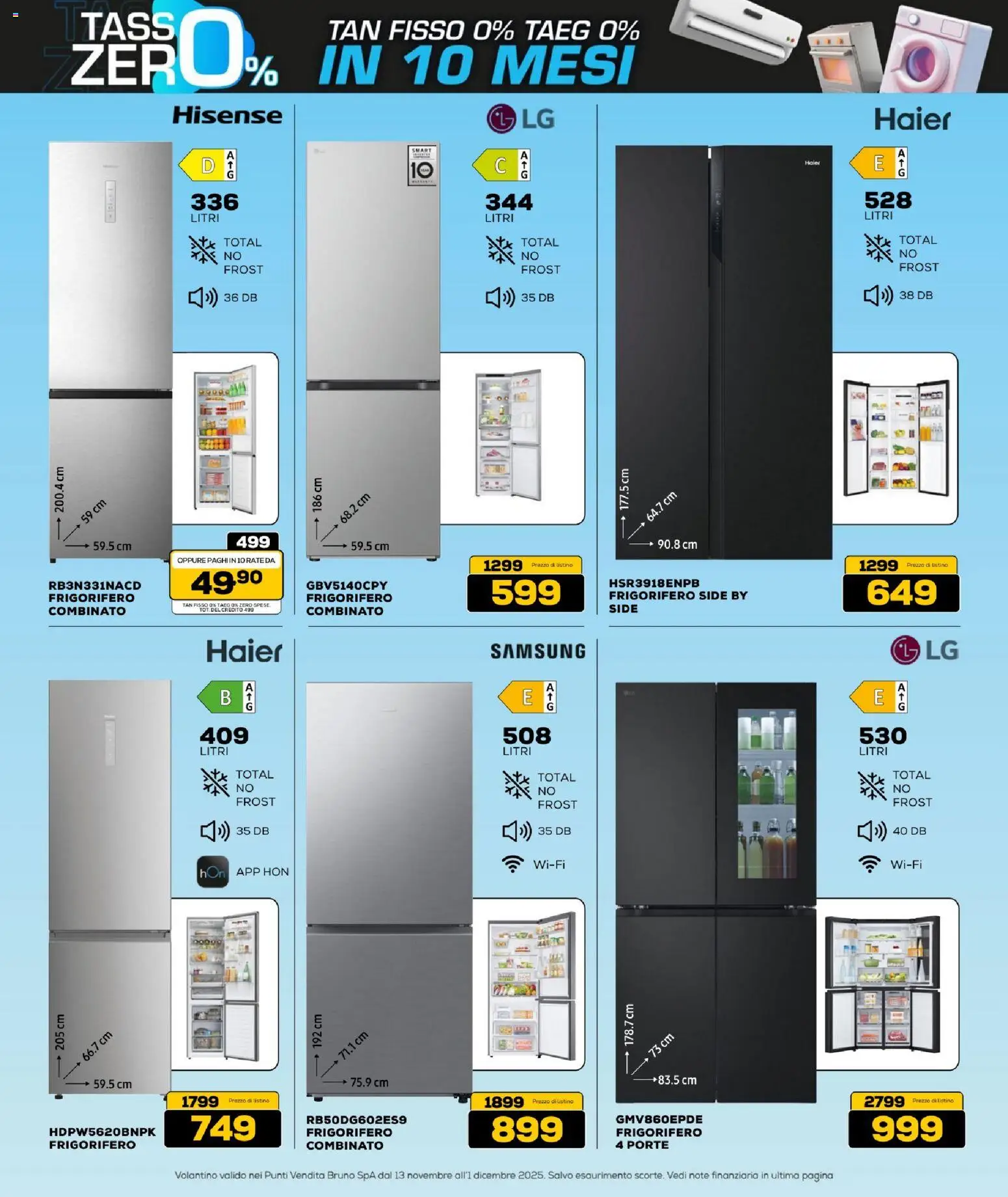 Volantino BRUNO del 13.11.2025 | Pagina: 21 | Prodotti: Frigorifero, Frigorifero combinato, Samsung