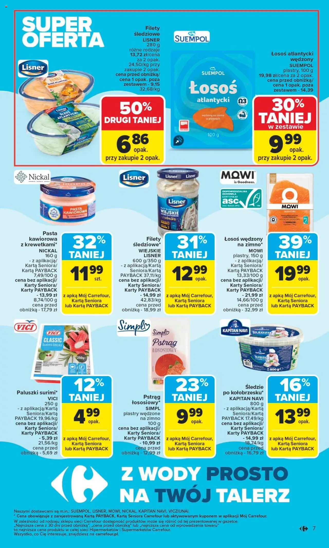 Carrefour Gazetka od 13.10.2025 | Strona: 7 | Produkty: Karta, Łosoś atlantycki, Pstrąg, Łosoś
