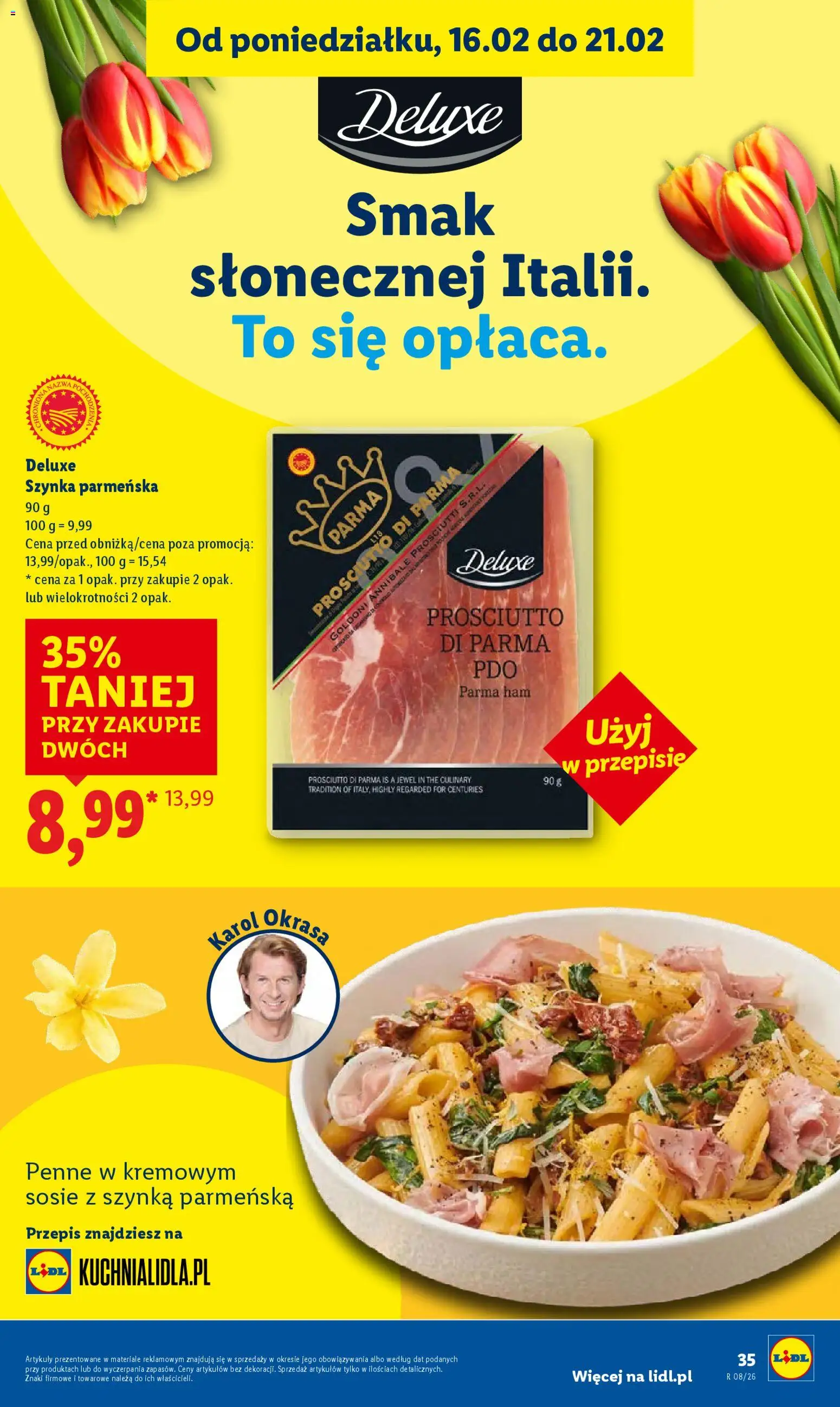 Lidl Gazetka od 19.02.2026 | Strona: 35 | Produkty: Penne, Szynka, Prosciutto