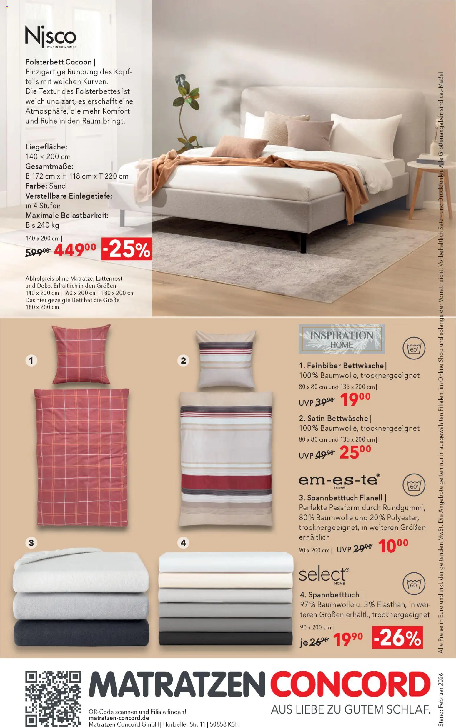 Matratzen Concord Prospekt – gültig ab 25.02.2026 | Seite: 8 | Produkte: Bett, Lattenrost, Polsterbett, Bettwäsche