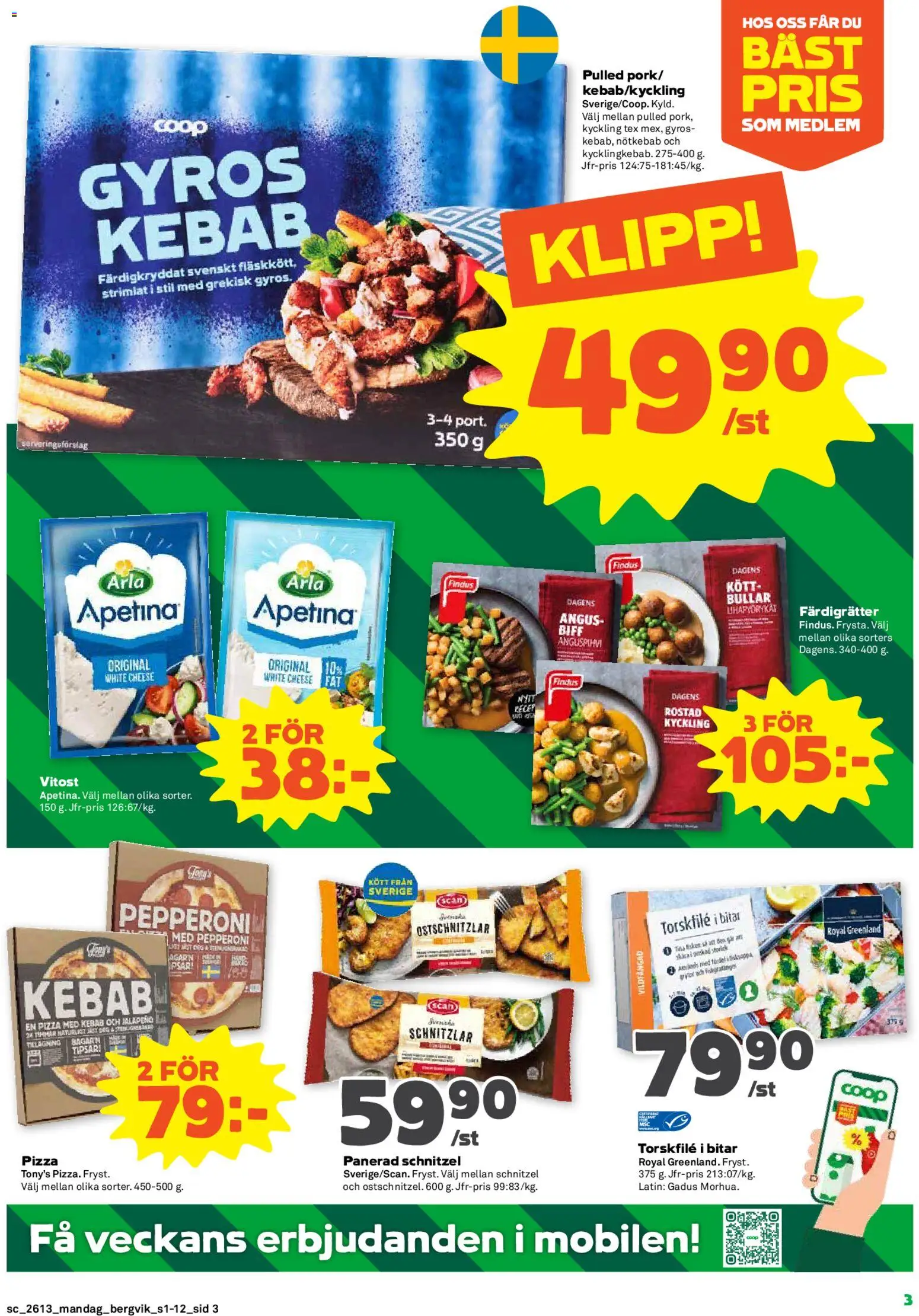 Stora Coop reklamblad aktuell från 23.03.2026 | Sida: 3 | Produkter: Torskfile, Pizza