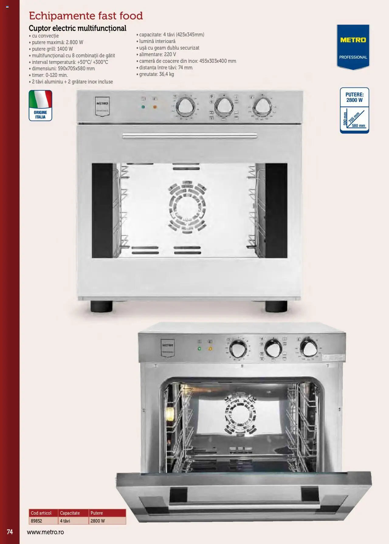Noul catalog Metro – valabil de la 17.09.2025 | Pagină: 74 | Produse: Cameră, Cuptor, Grill, Ușă