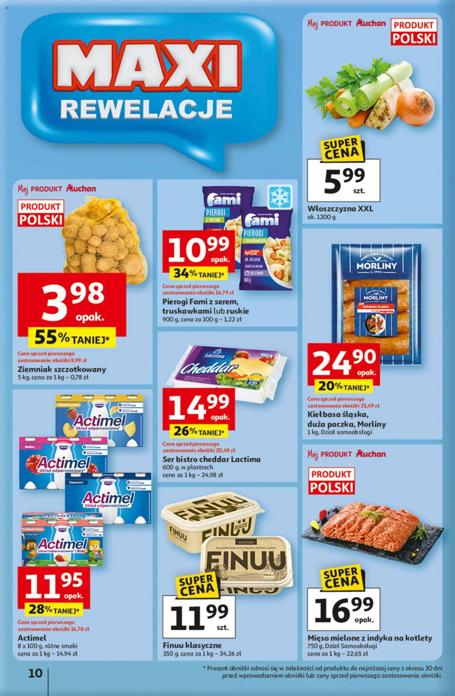 Auchan Gazetka - 30 Lat Hipermarket od 15.01.2026 | Strona: 10 | Produkty: Mięso, Mięso mielone, Kiełbasa śląska, Cheddar