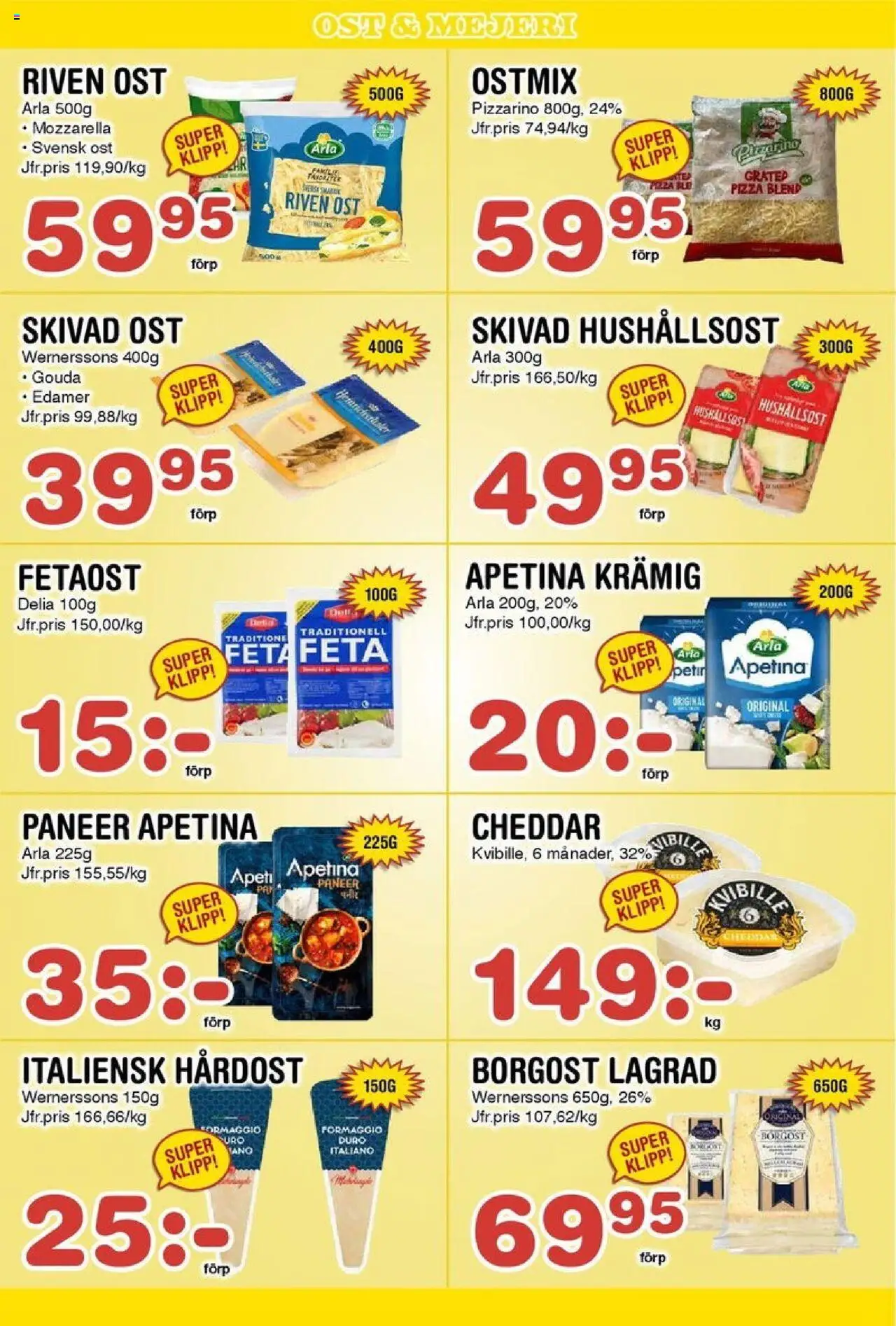 Nya Pulsen reklamblad aktuell från 29.09.2025 | Sida: 8 | Produkter: Hushållsost, Fetaost, Riven ost, Pizza