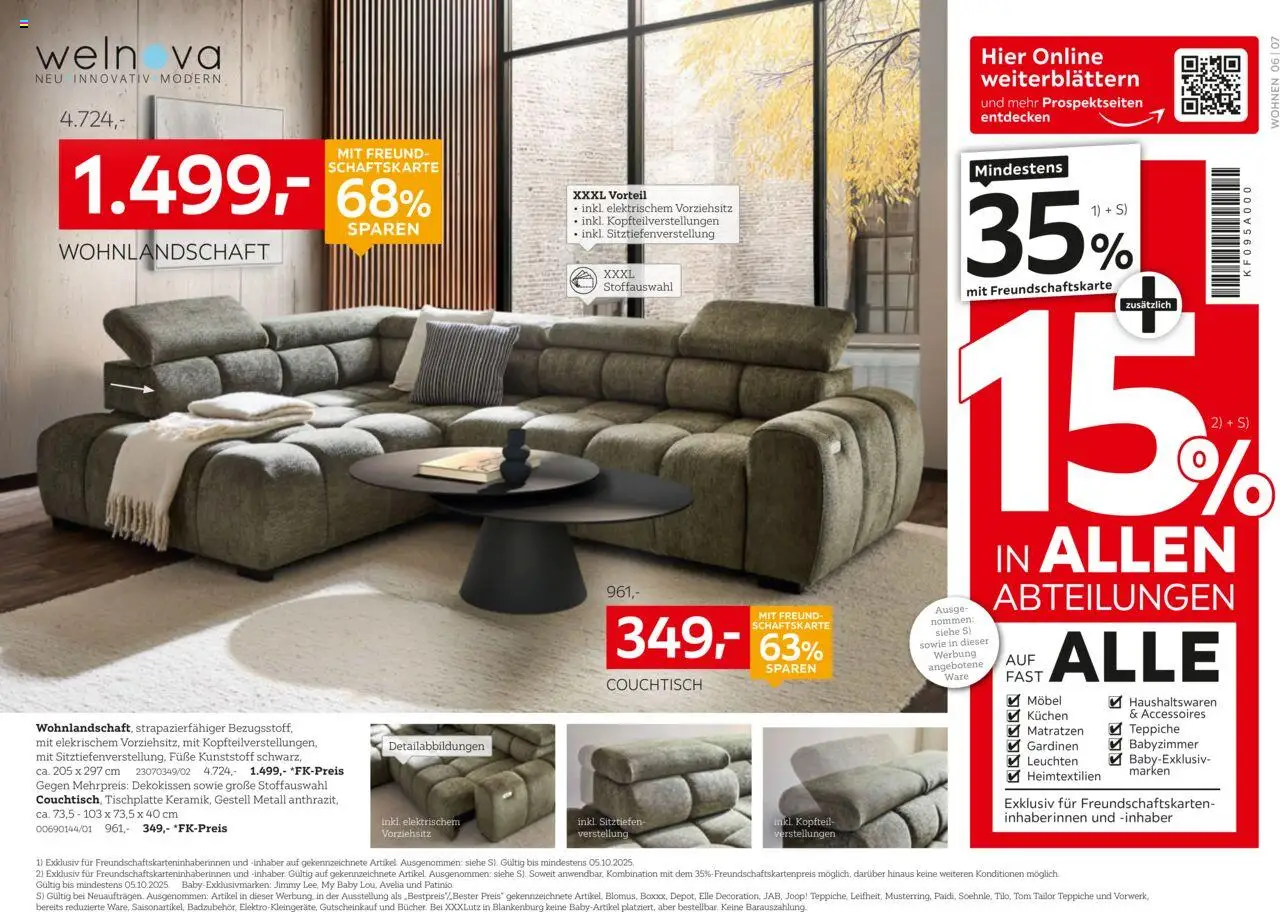 XXXL Lutz Deutschlands Nr. 1 beim Preis! – gültig ab 22.09.2025 | Seite: 6 | Produkte: Wohnlandschaft, Couchtisch, Kuchen