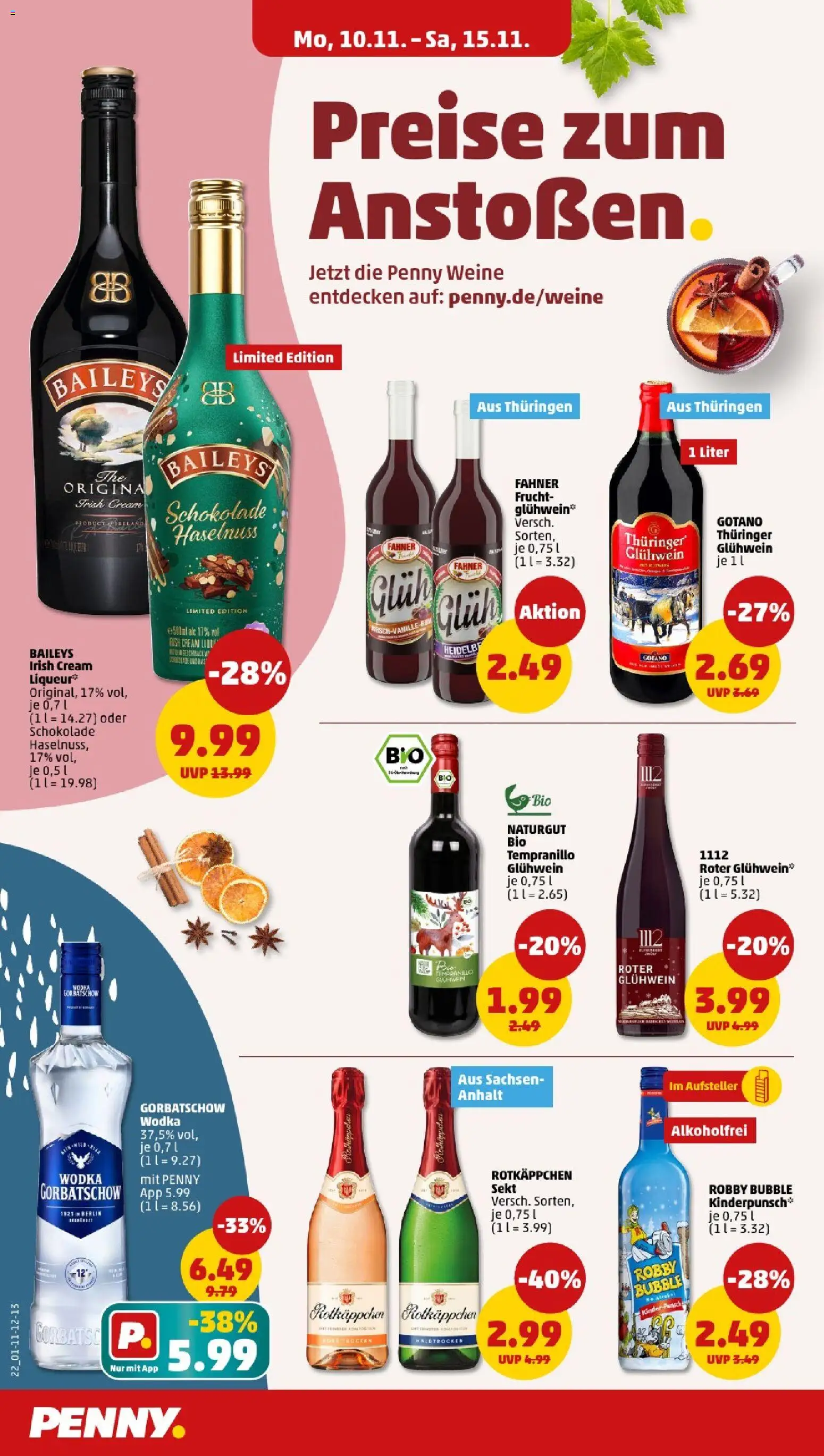 Penny - Mecklenburg-Vorpommern – gültig ab 10.11.2025 | Seite: 24 | Produkte: Sekt, Baileys, Wodka gorbatschow, Wodka