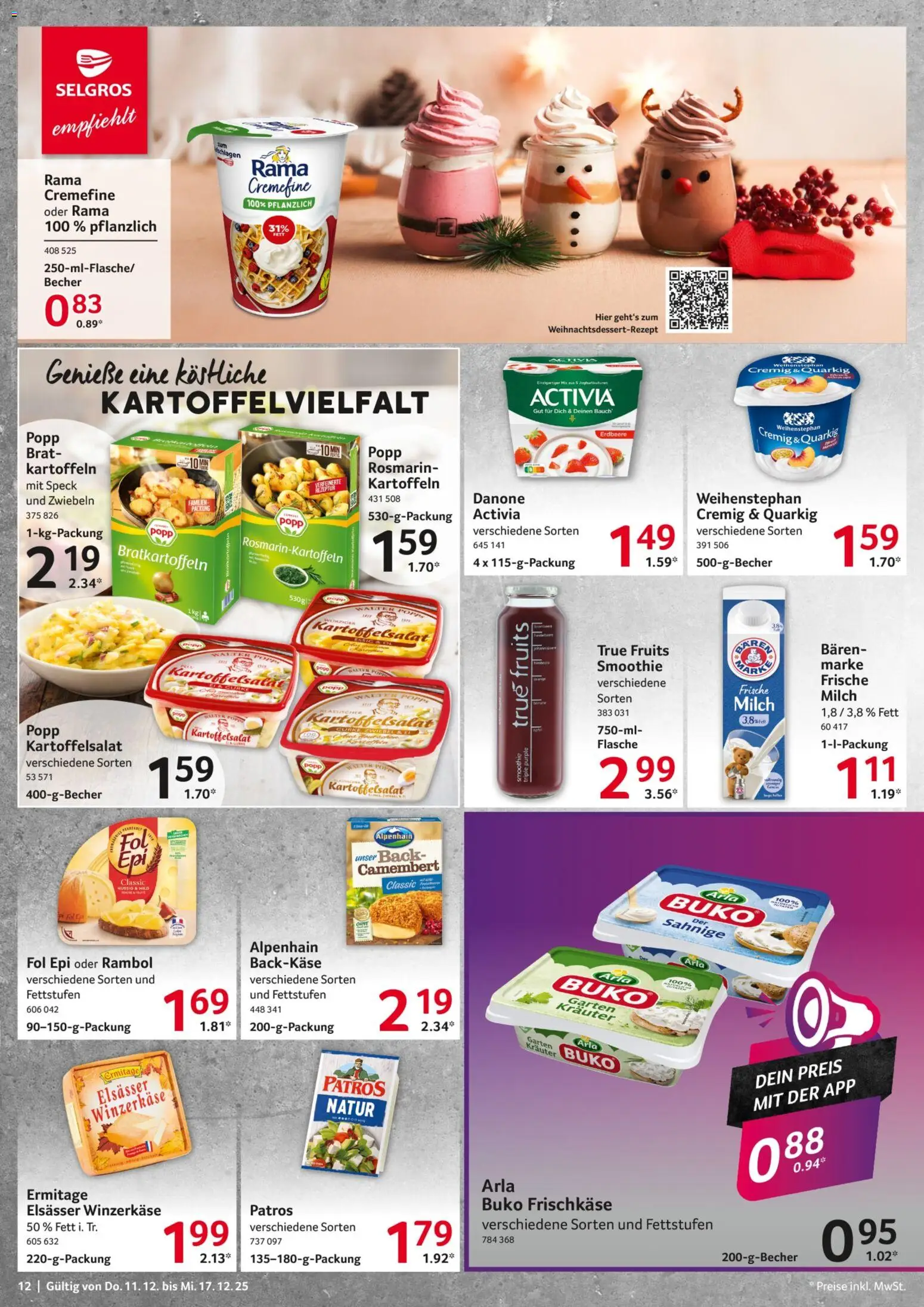 Selgros Prospekt 	 – gültig ab 11.12.2025 | Seite: 12 | Produkte: Activia, Rama, Kartoffeln, Frischkase