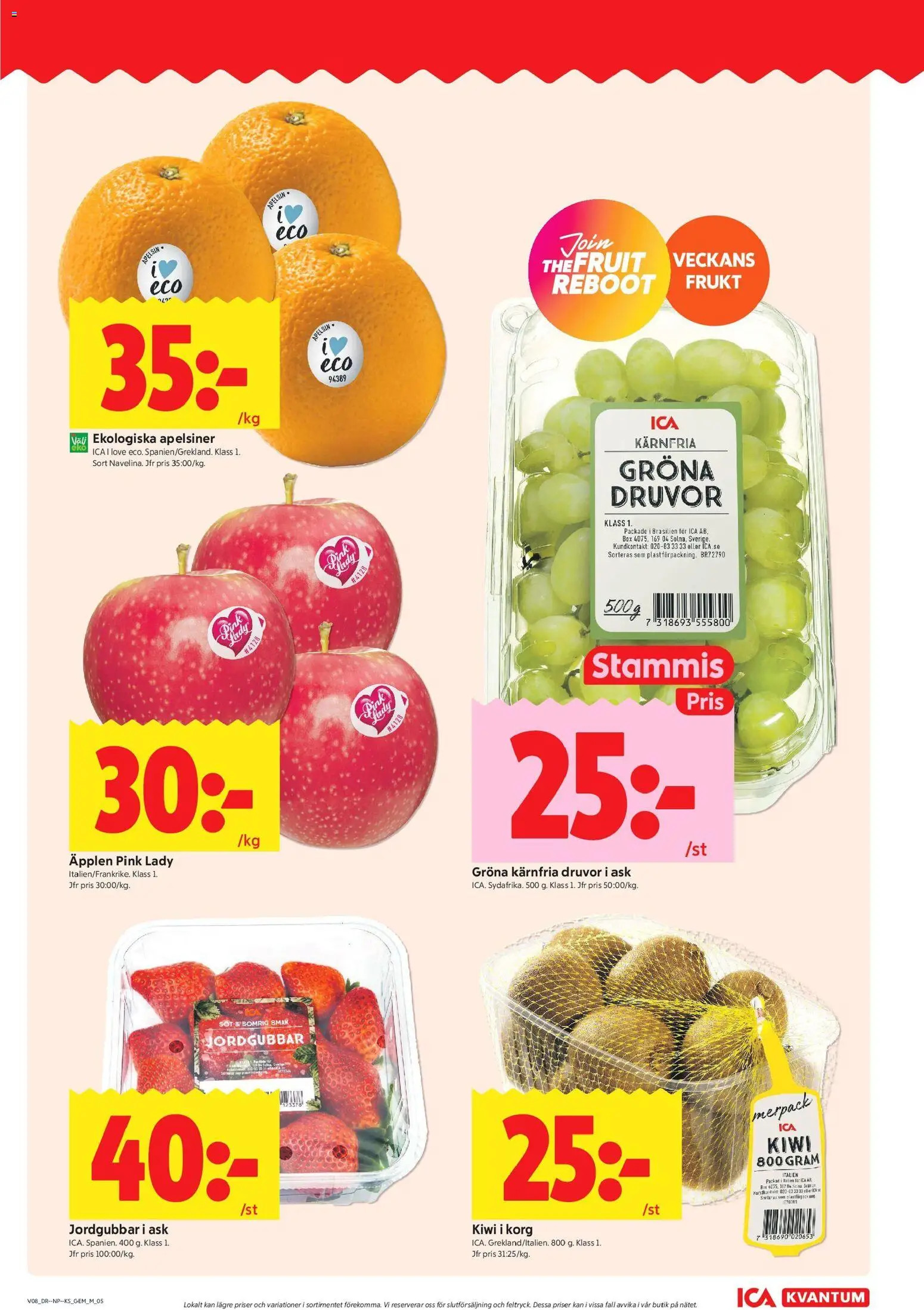 ICA Kvantum reklamblad aktuell från 16.02.2026 | Sida: 5 | Produkter: Korg, Apelsiner, Kiwi, Apelsin