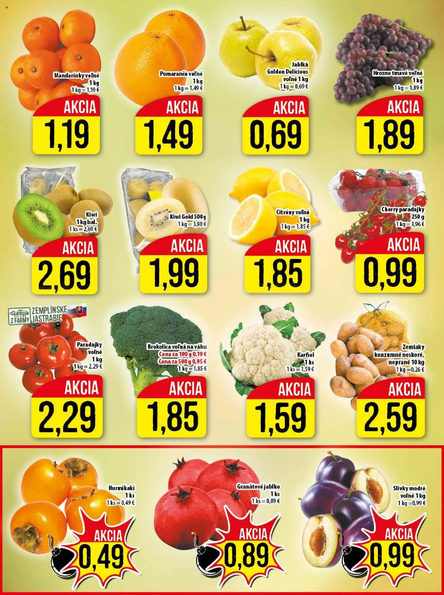 Nové Klas akcie – leták je platný od 01.12.2025 | Strana: 6 | Produkty: Karfiol, Kiwi, Slivky, Hrozno