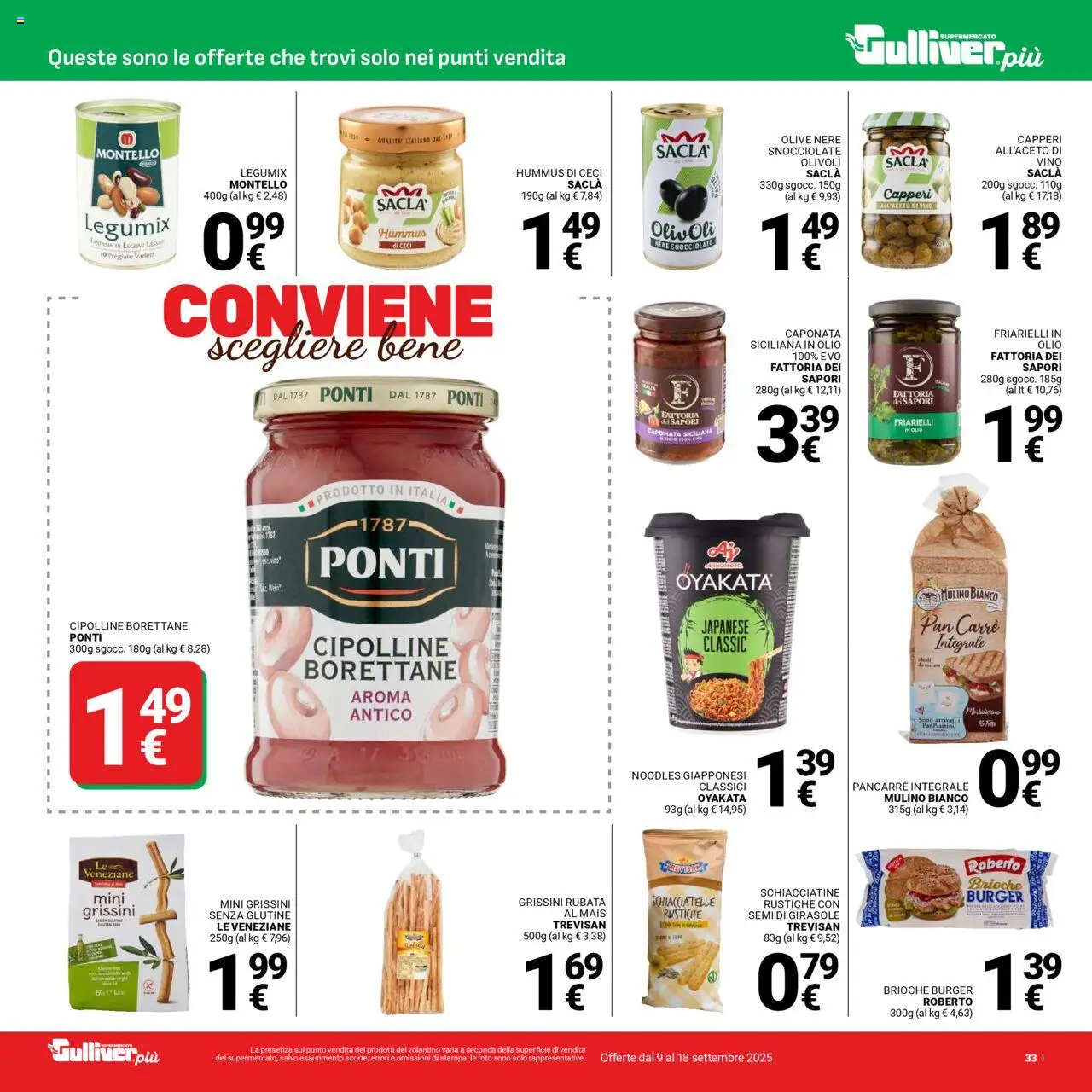 Volantino Gulliver del 09.09.2025 | Pagina: 33 | Prodotti: Ceci, Hummus, Grissini, Cipolline