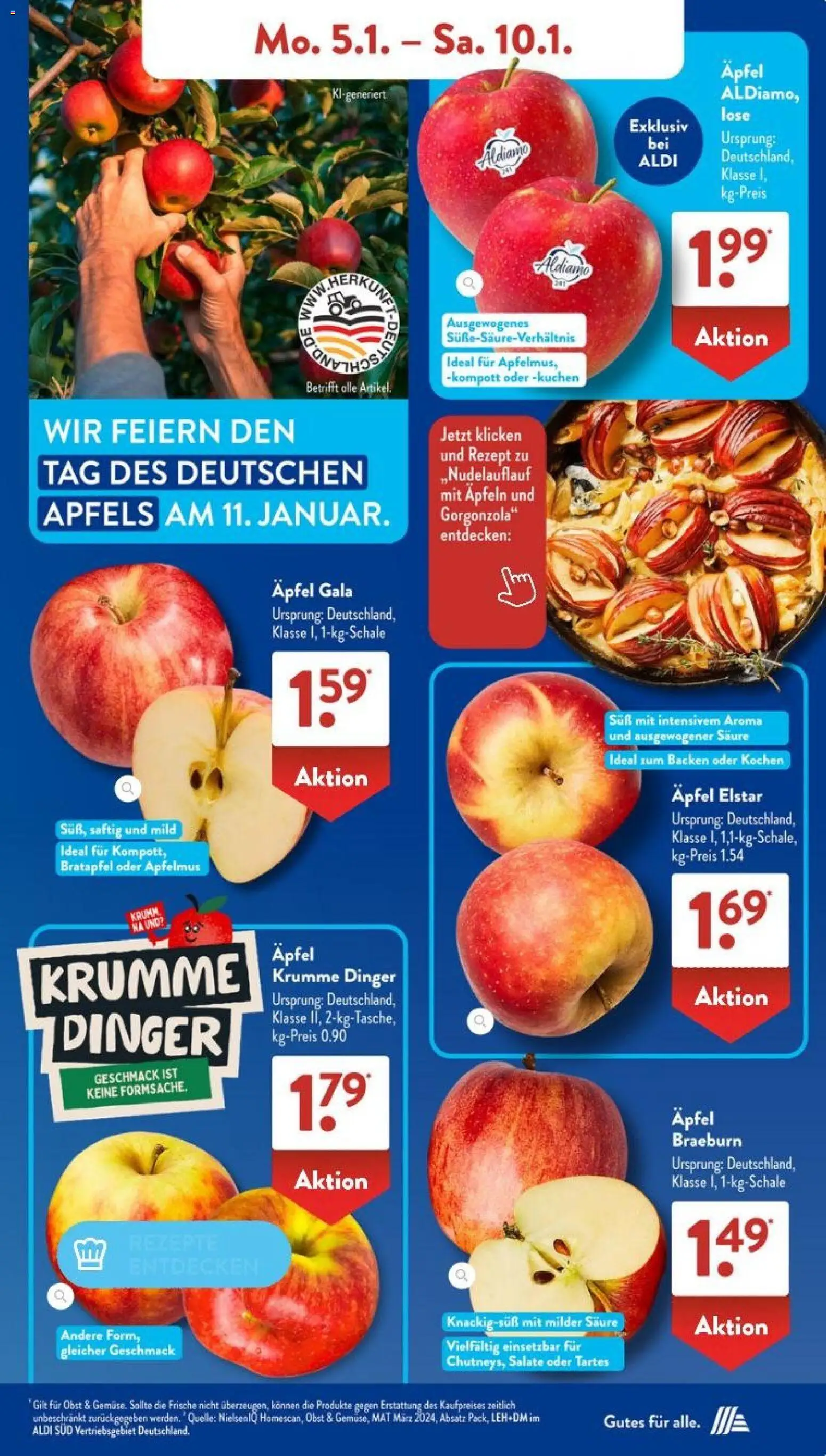Aldi Süd Prospekt 	 – gültig ab 05.01.2026 | Seite: 5 | Produkte: Äpfel, Obst, Kuchen