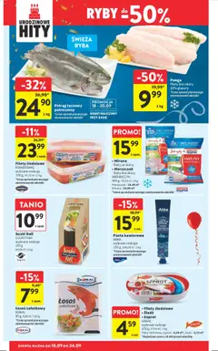Intermarche Gazetka od 18.09.2025 | Strona: 28 | Produkty: Pstrąg tęczowy, Łosoś, Morszczuk, Ryby