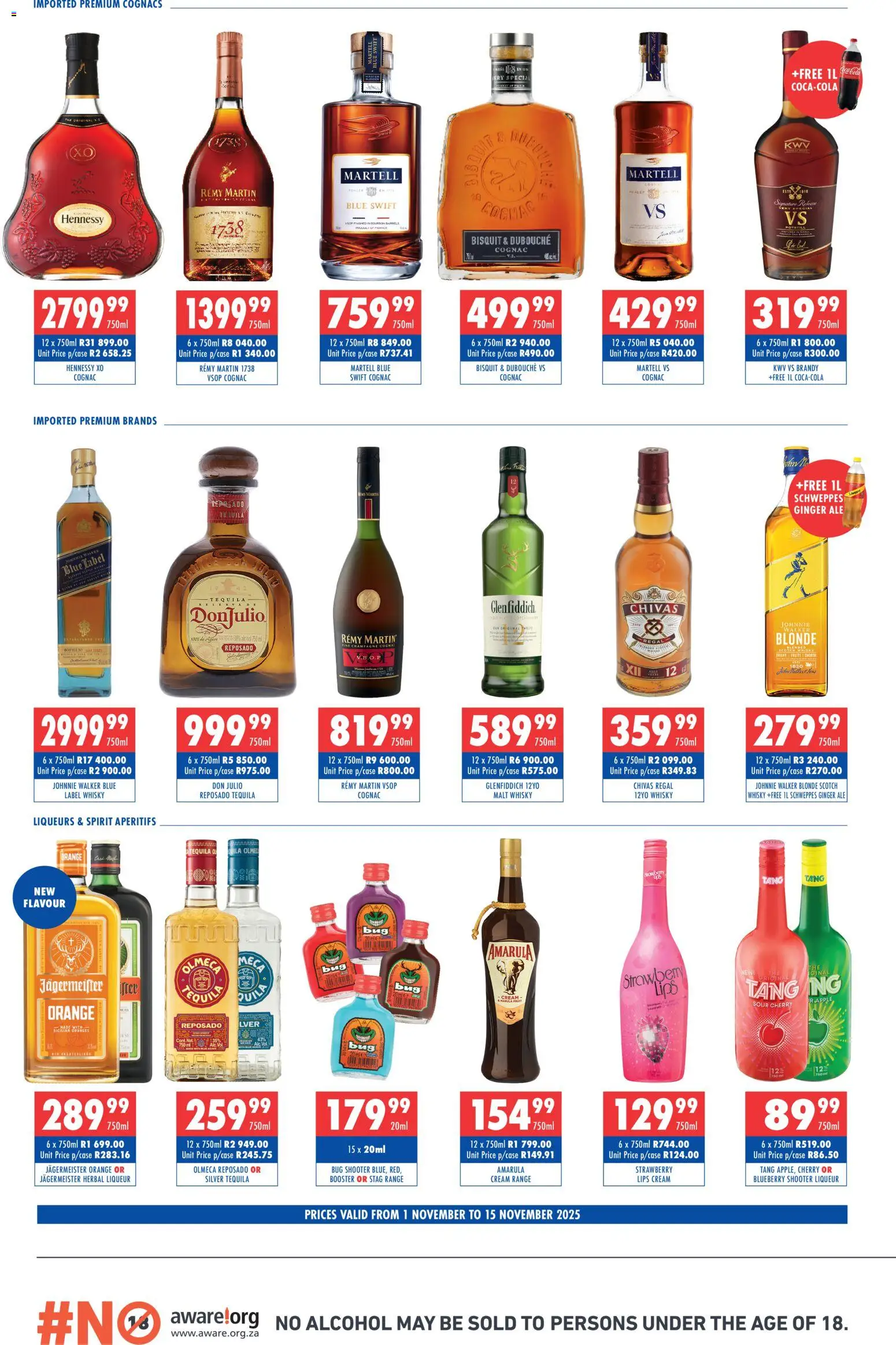 New Ultra Liquors catalogue – valid from 01.11.2025 | Page: 2 | Products: Brandy, Oranges, Cream, Ensalada de quino