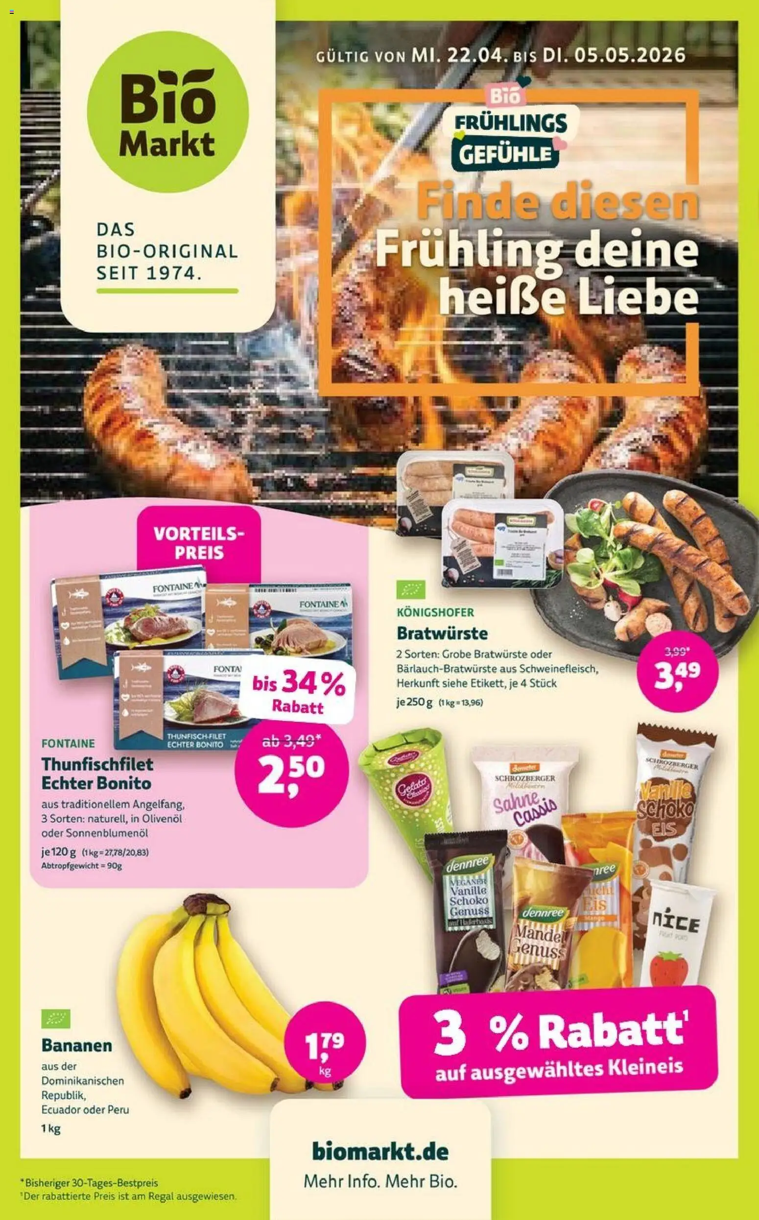 BioMarkt Prospekt 	 – gültig ab 22.04.2026 | Seite: 1 | Produkte: Thunfisch, Sonnenblumenol, Olivenol, Bananen