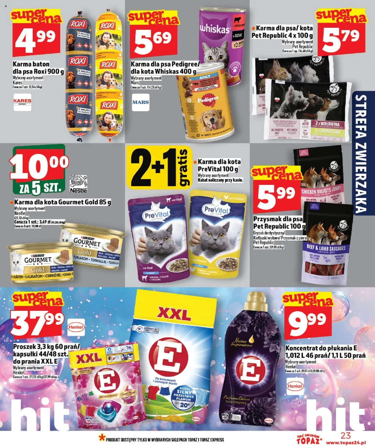 Topaz Gazetka MAZ od 05.02.2026 | Strona: 23 | Produkty: Piersi, Baton, Karma dla kota, Karma dla psa