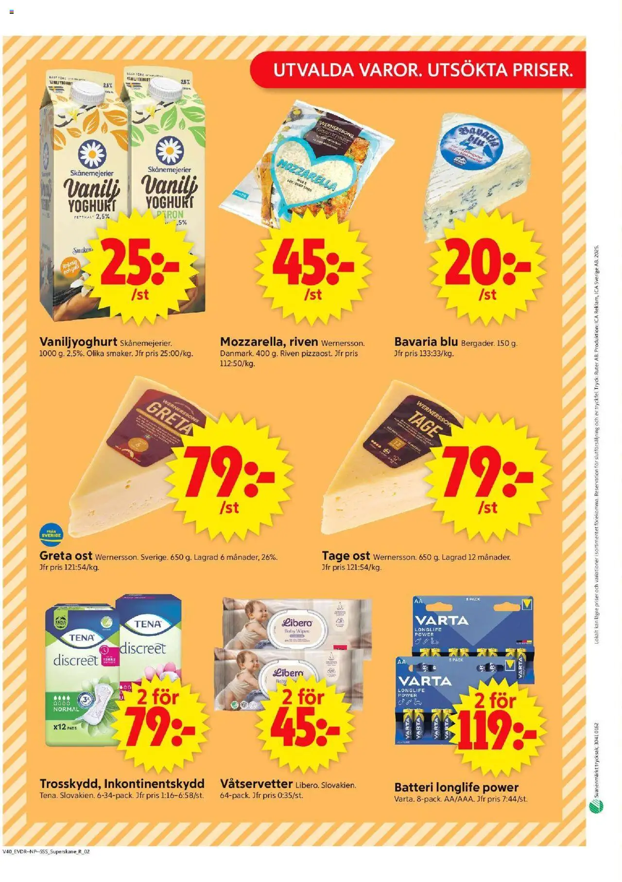 ICA Supermarket reklamblad aktuell från 29.09.2025 | Sida: 10 | Produkter: Batteri, Ost, Yoghurt, Pads