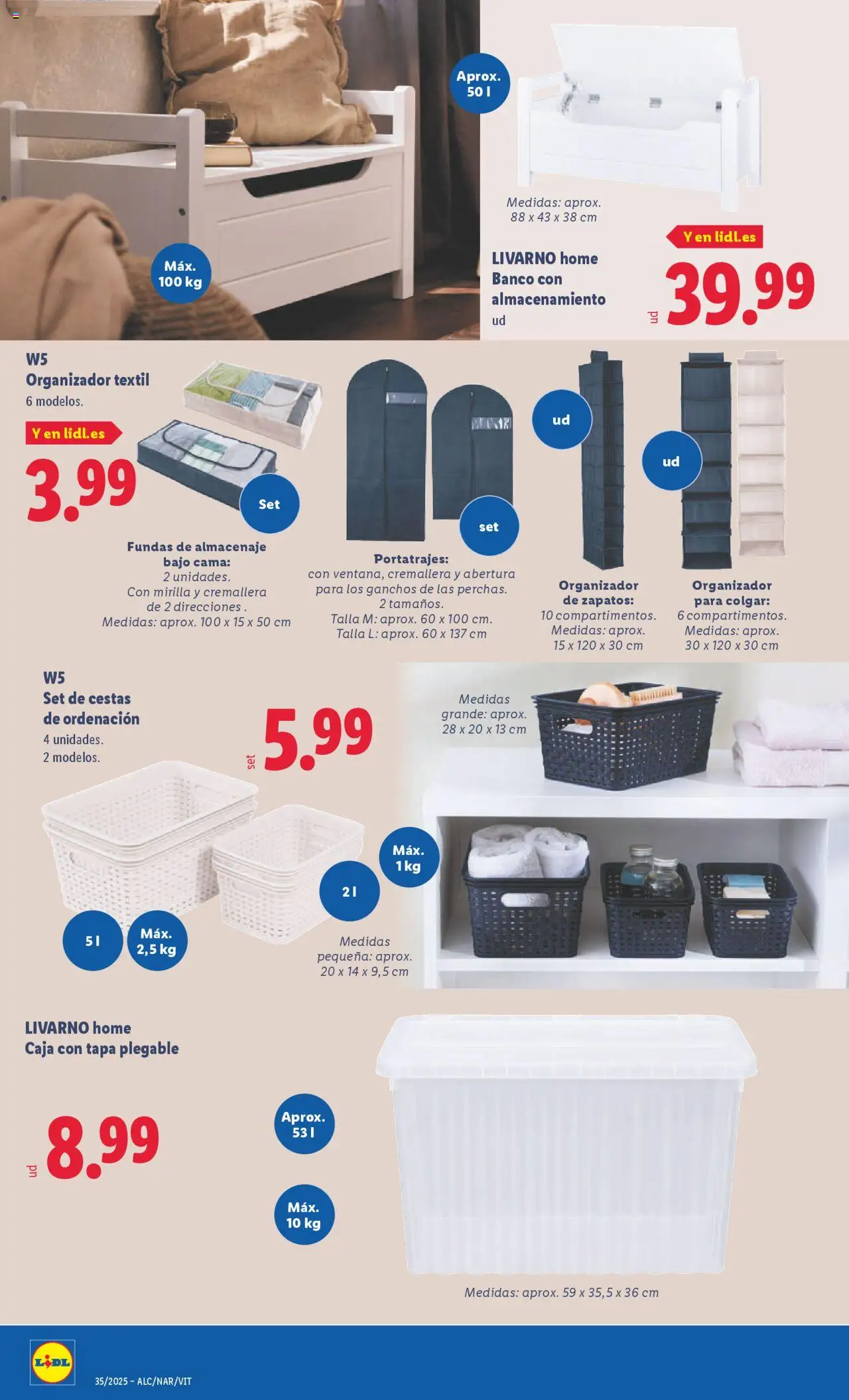 Lidl catálogo de bazar VAL │ válido desde el 25.08.2025 | Página: 4 | Productos: Organizador, Cama, Almacenaje, Caja