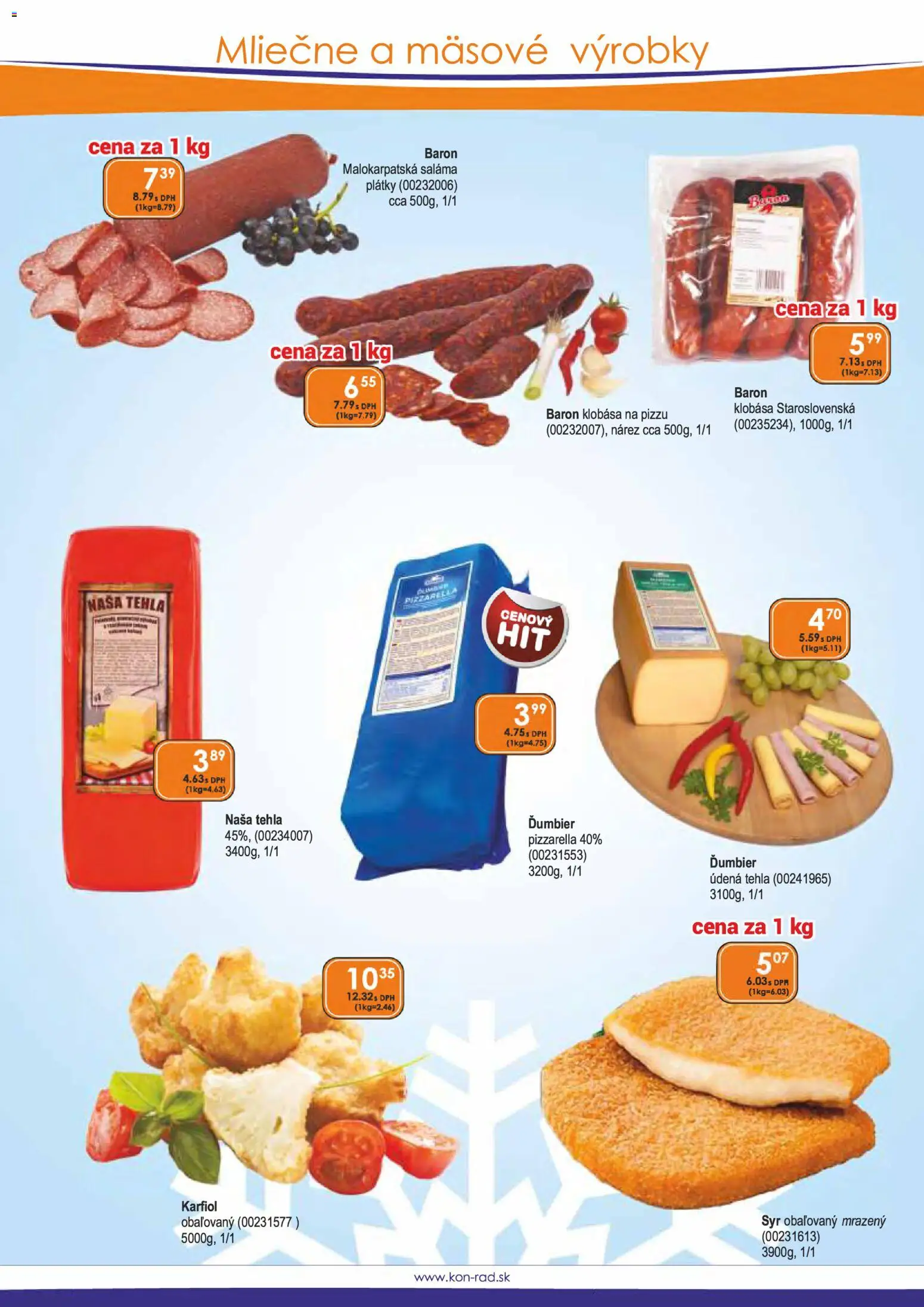 Nové KON - RAD akcie – leták je platný od 01.11.2025 | Strana: 42 | Produkty: Syr, Saláma, Klobása, Karfiol
