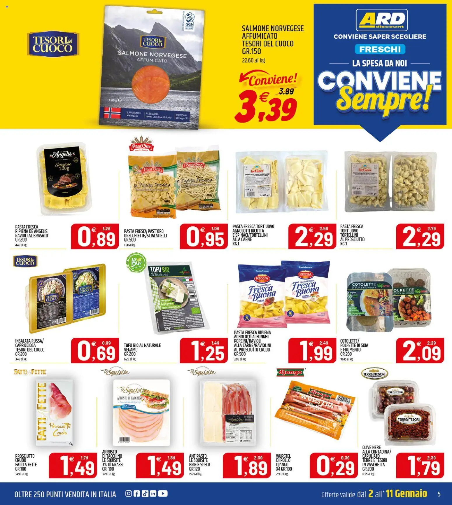 Volantino ARD Discount del 02.01.2026 | Pagina: 5 | Prodotti: Speck, Arrosto, Wurstel, Funghi