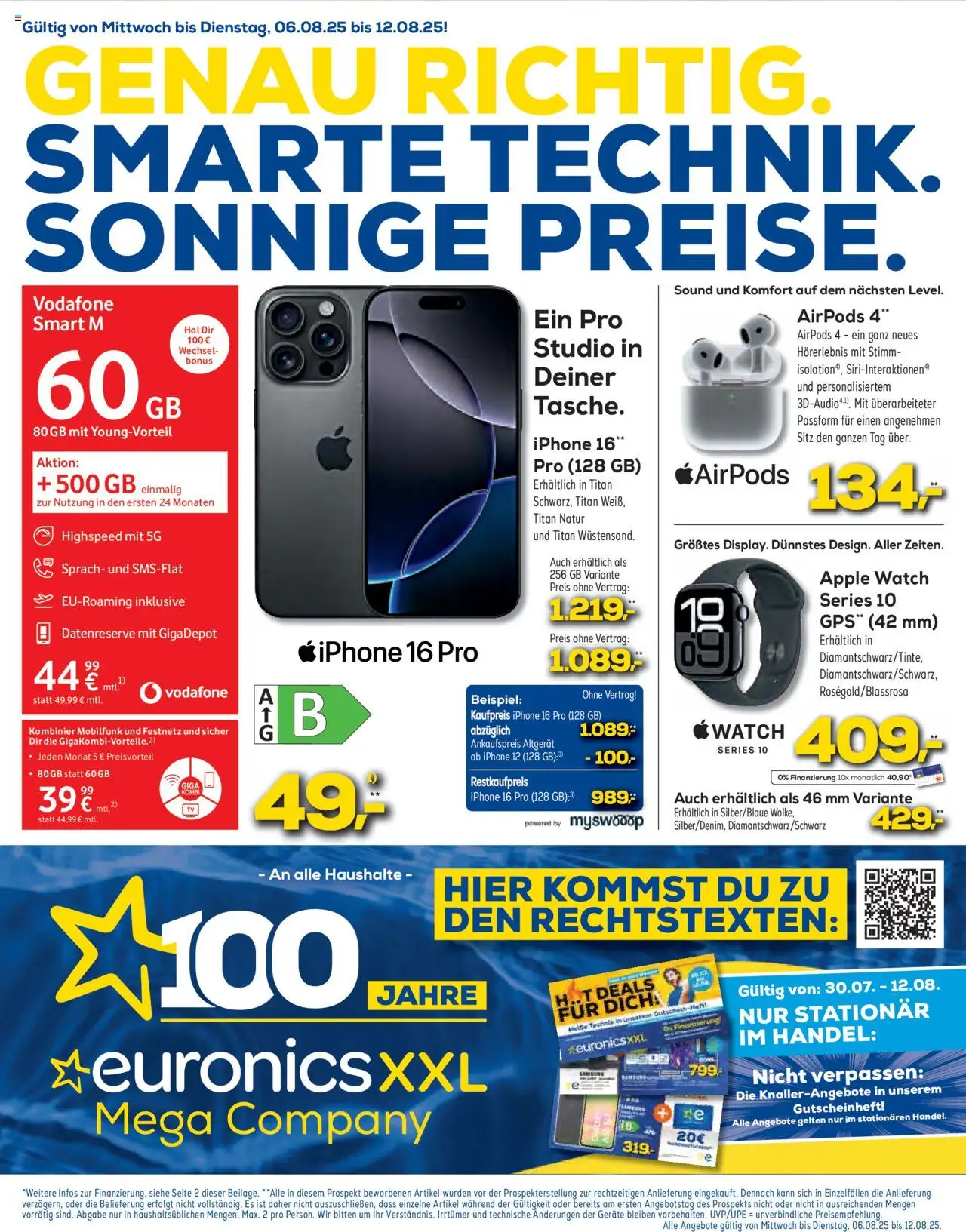 Euronics  Aktueller Prospekt - gültig ab dem 06.08.2025 | Seite: 1 | Produkte: Apple watch, Airpods, Iphone, Apple