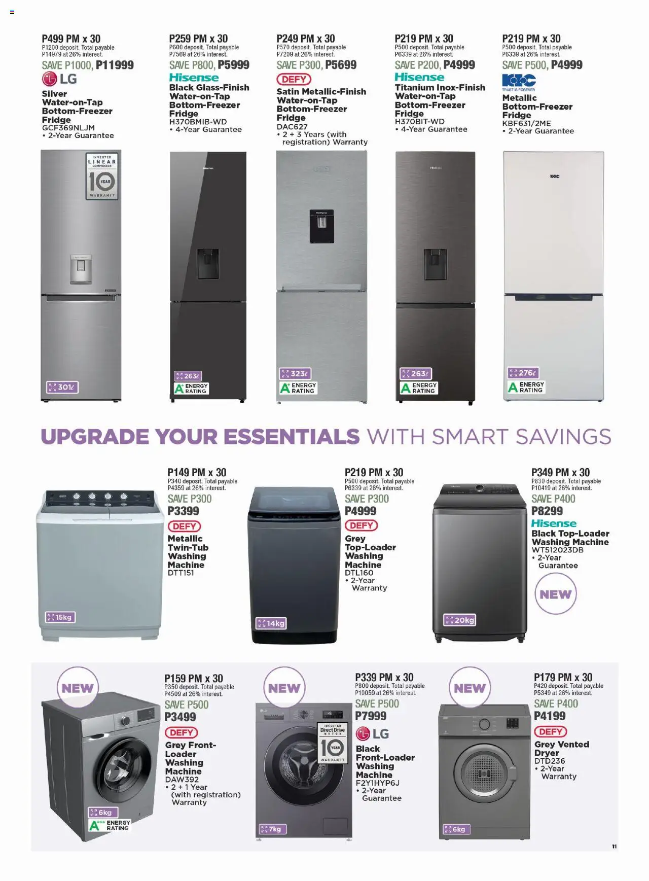 House and Home - Botswana Catalogue │ valid from 18.08.2025 | Page: 11 | Products: Washing machine, Dryer, Fridge