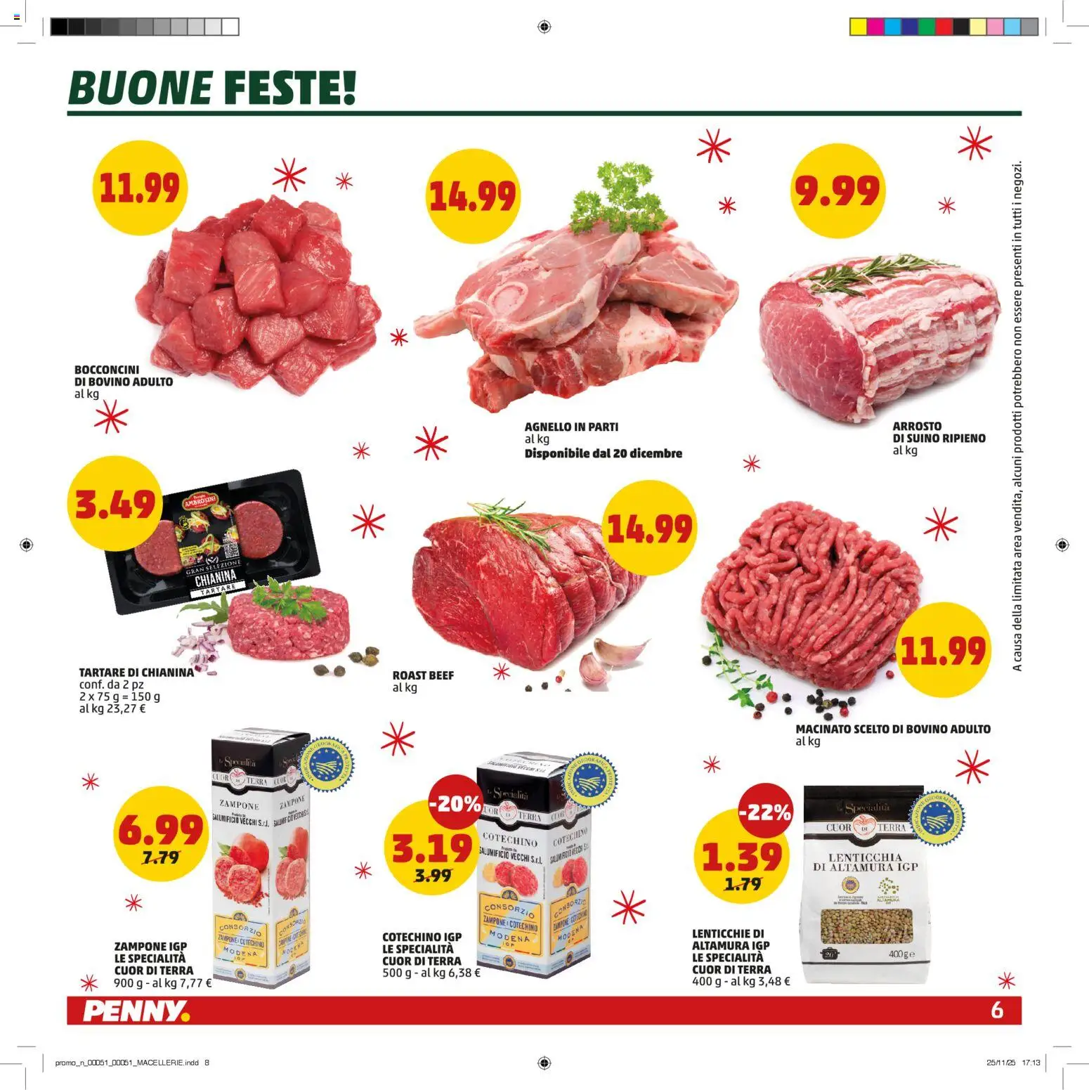 Volantino PENNY del 15.12.2025 | Pagina: 6 | Prodotti: Bovino, Agnello, Macinato, Terra