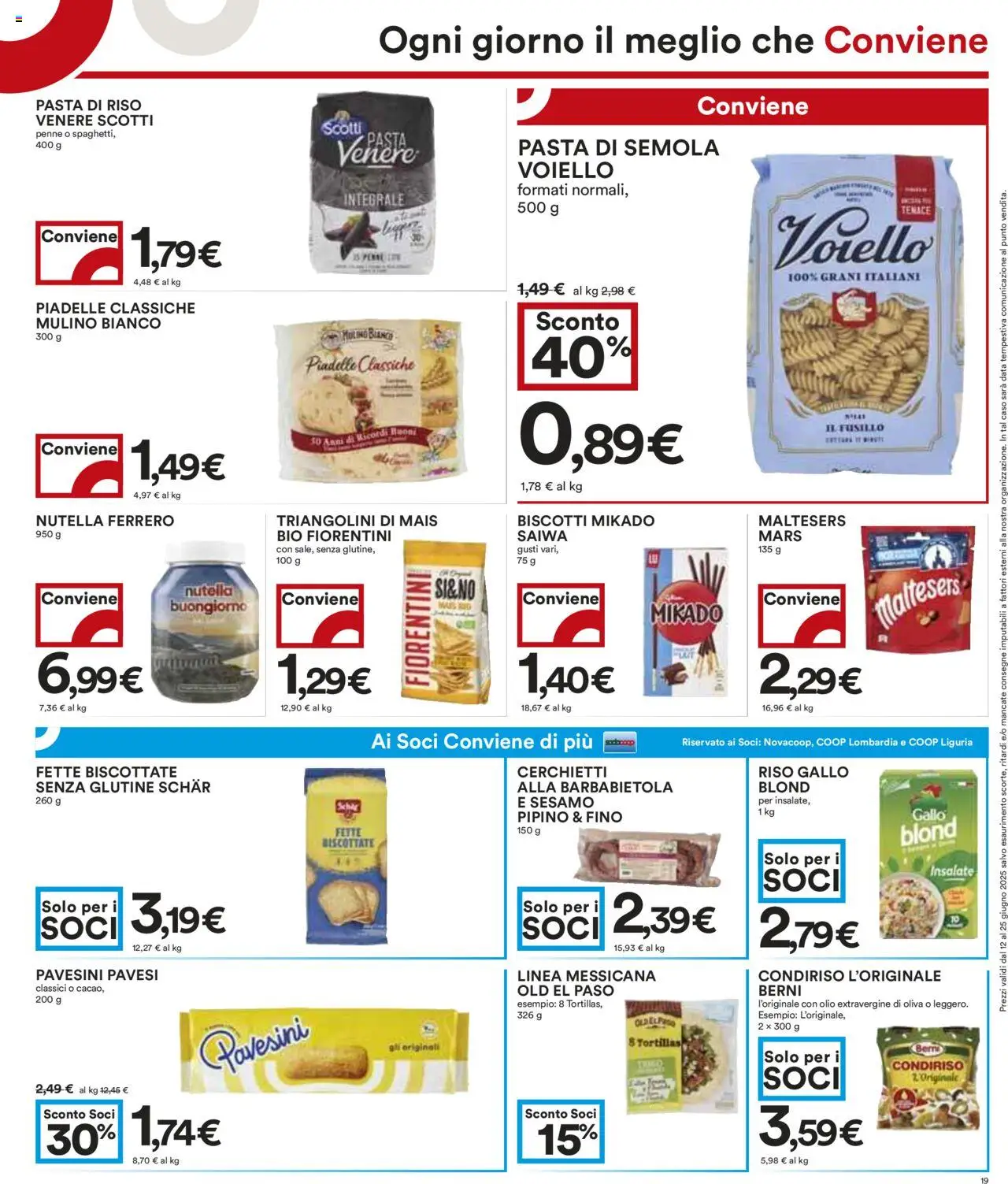 Volantino COOP del 12.06.2025 | Pagina: 19 | Prodotti: Riso, Pasta, Crackers, Tortillas